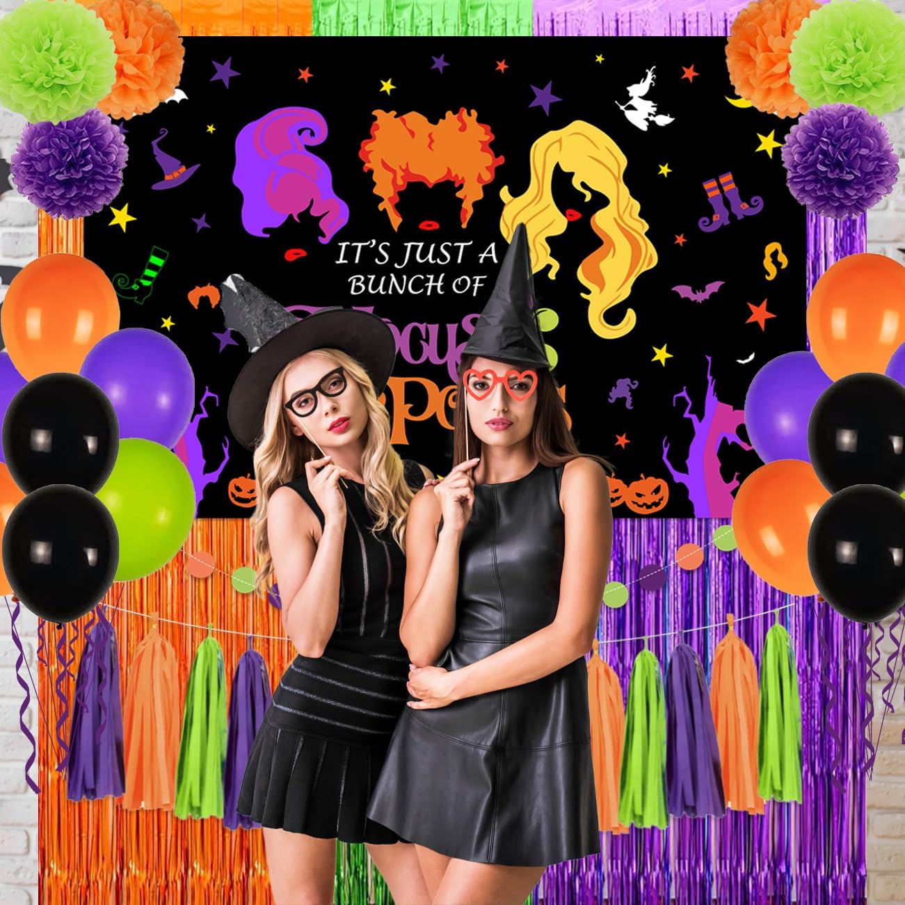 Hocus Pocus Halloween Balloons and Backdrop Decorations