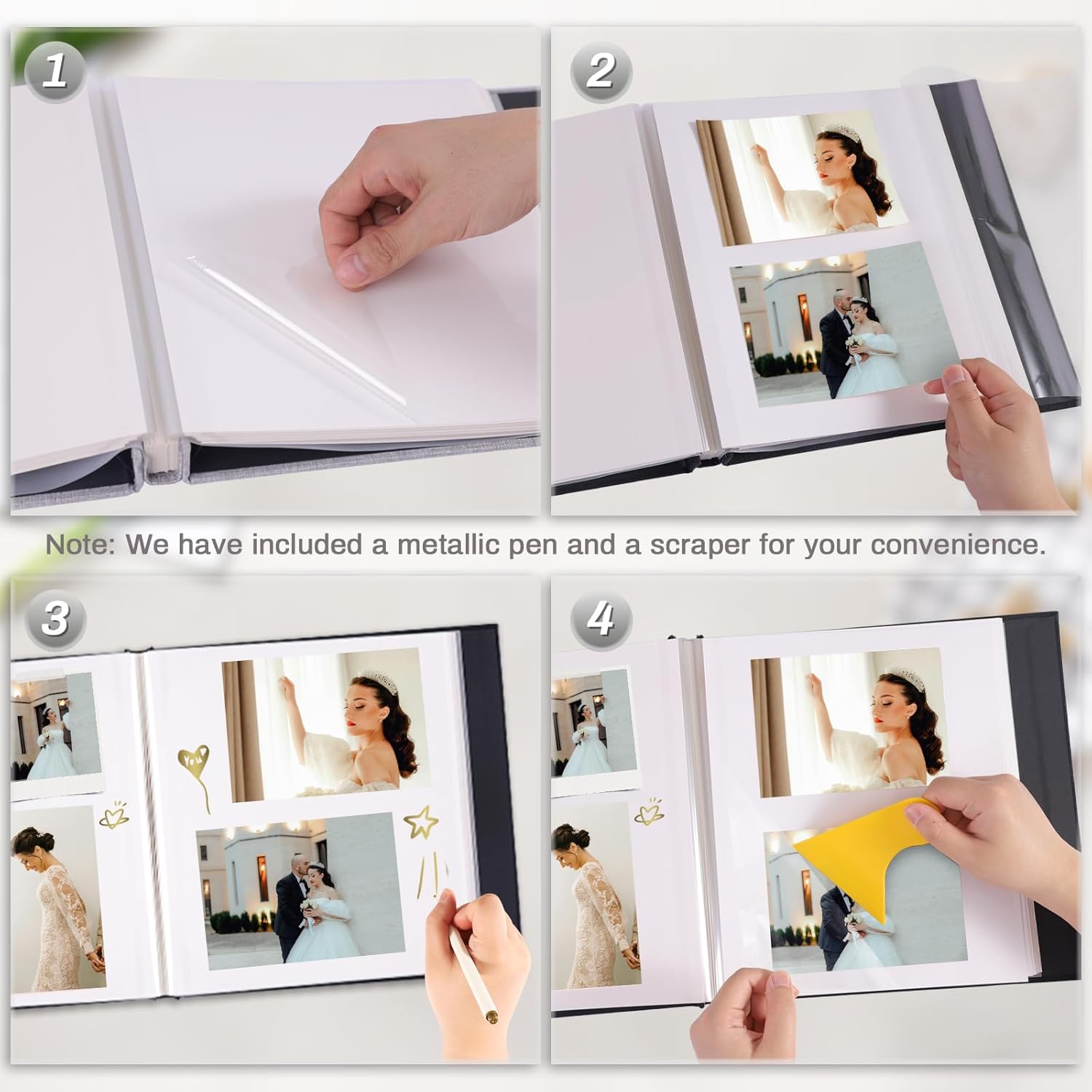 Large Photo Album Self Adhesive 40 Pages Grey 11x106