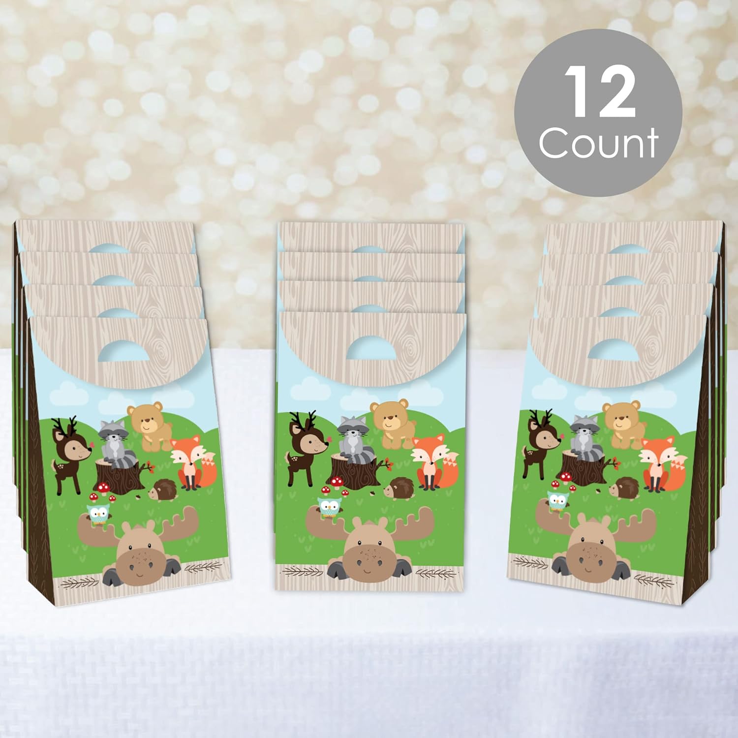 Big Dot of Happiness Woodland Creatures Party Favor Bags Set of 12