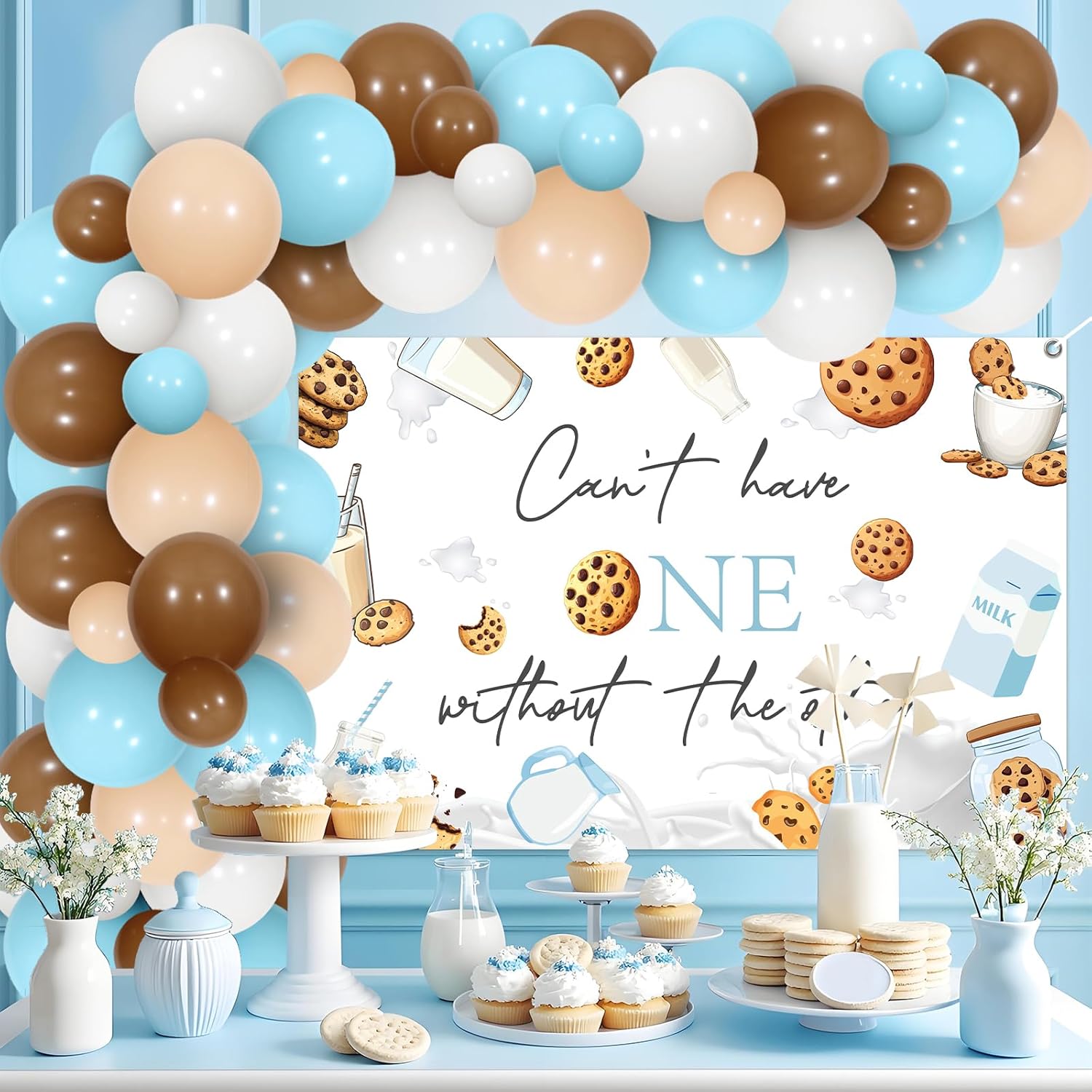 Funmemoir Twins 1st Birthday Balloon Decorations Set