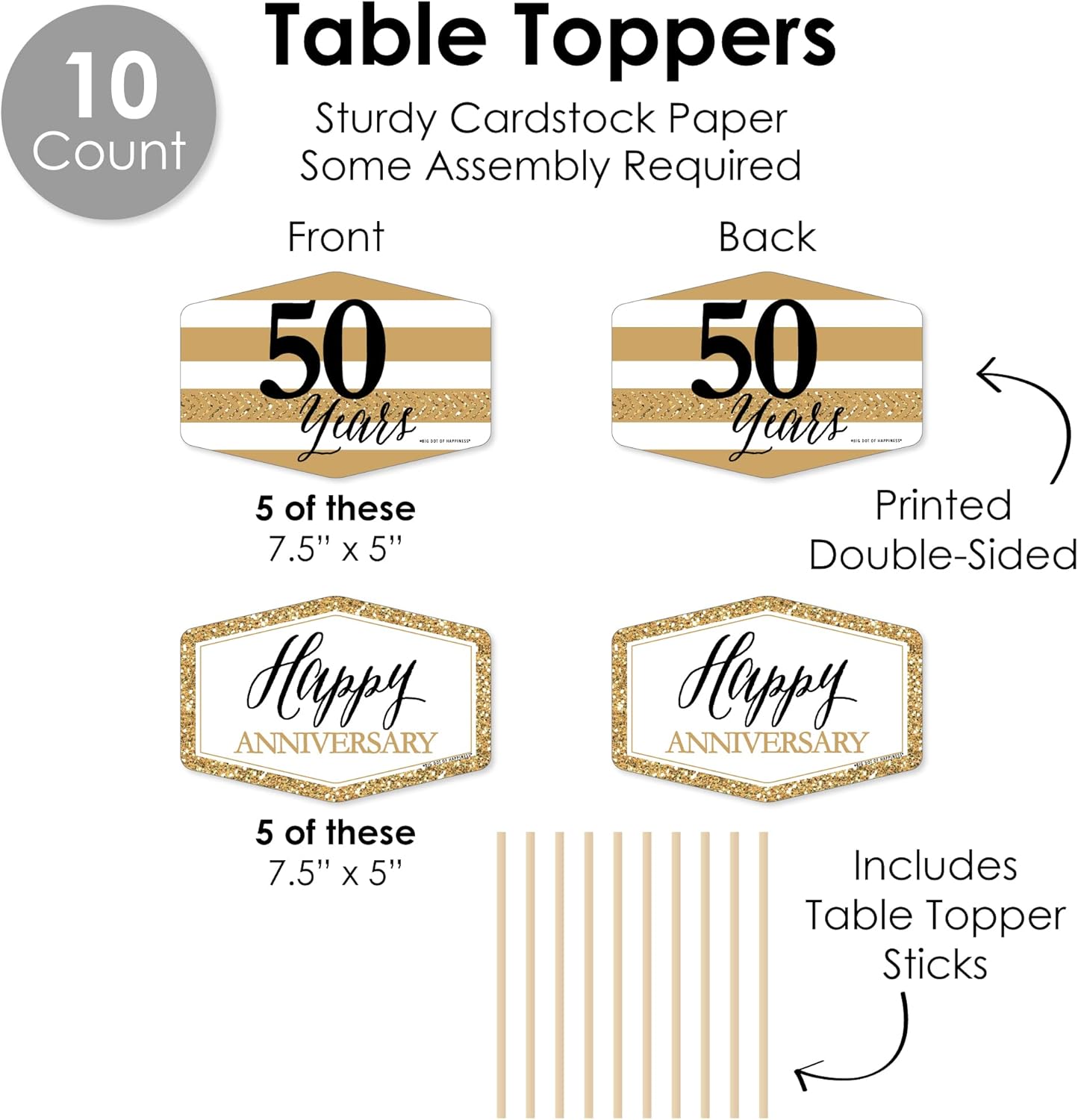 Big Dot of Happiness 50th Wedding Anniversary Party Pack Decor