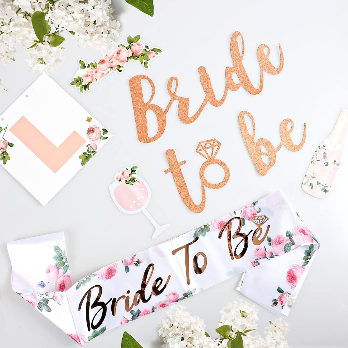 MOVINPE Bachelorette Party Decoration Kit Rose Gold Balloons