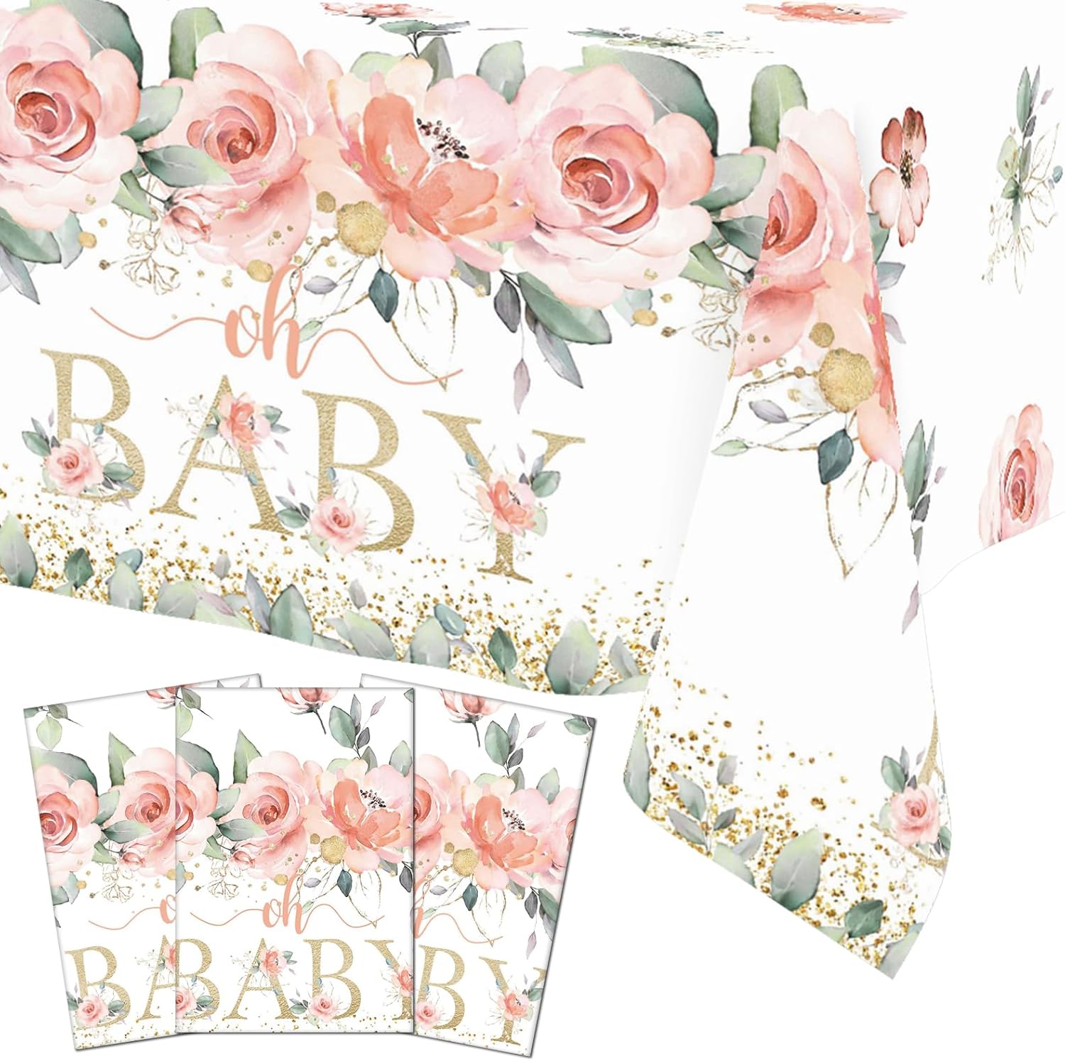 Mocsicka 3 Piece Baby Shower Tablecloths Set