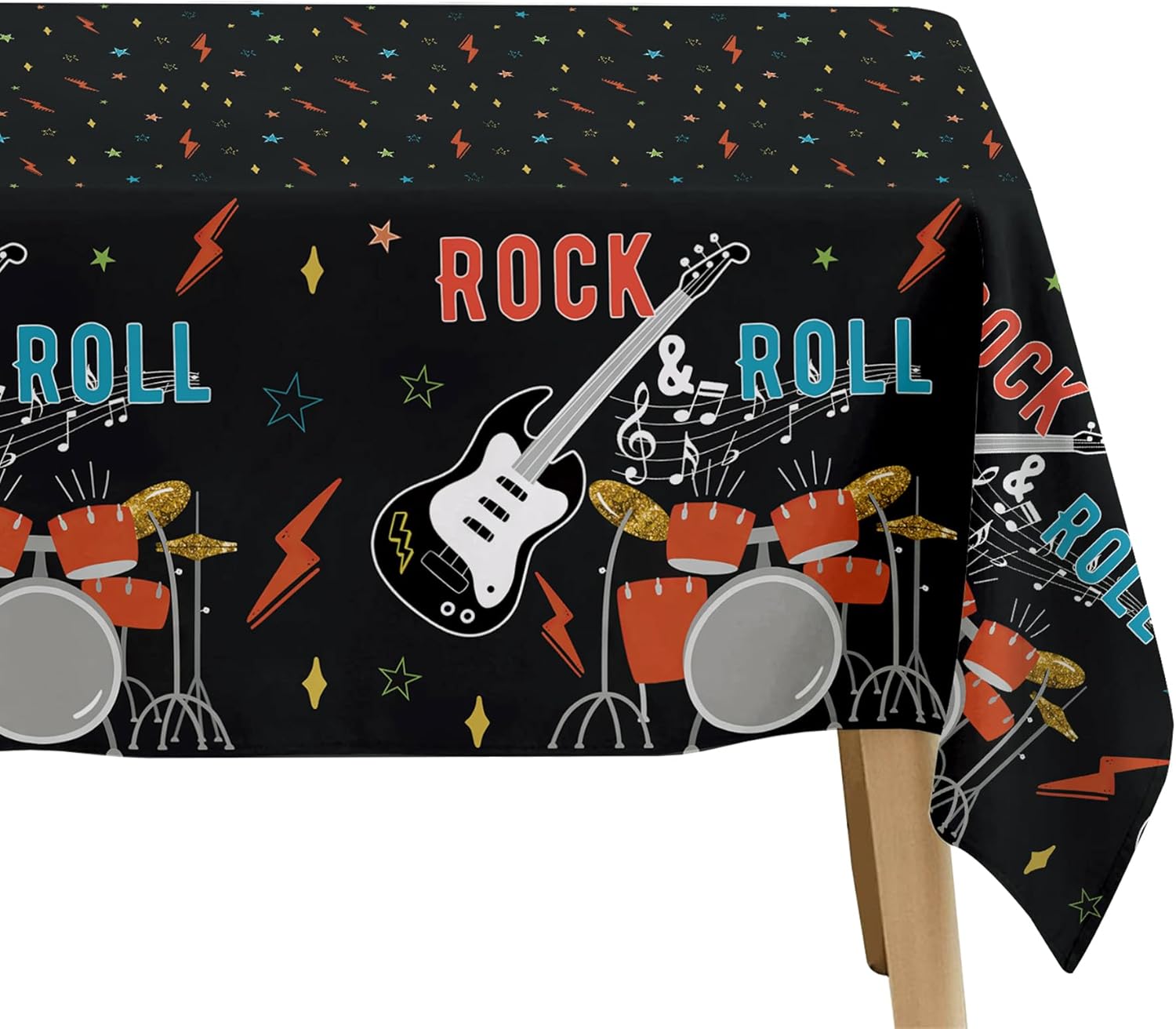 Rock and Roll Party Decorations Tablecloth 3pcs