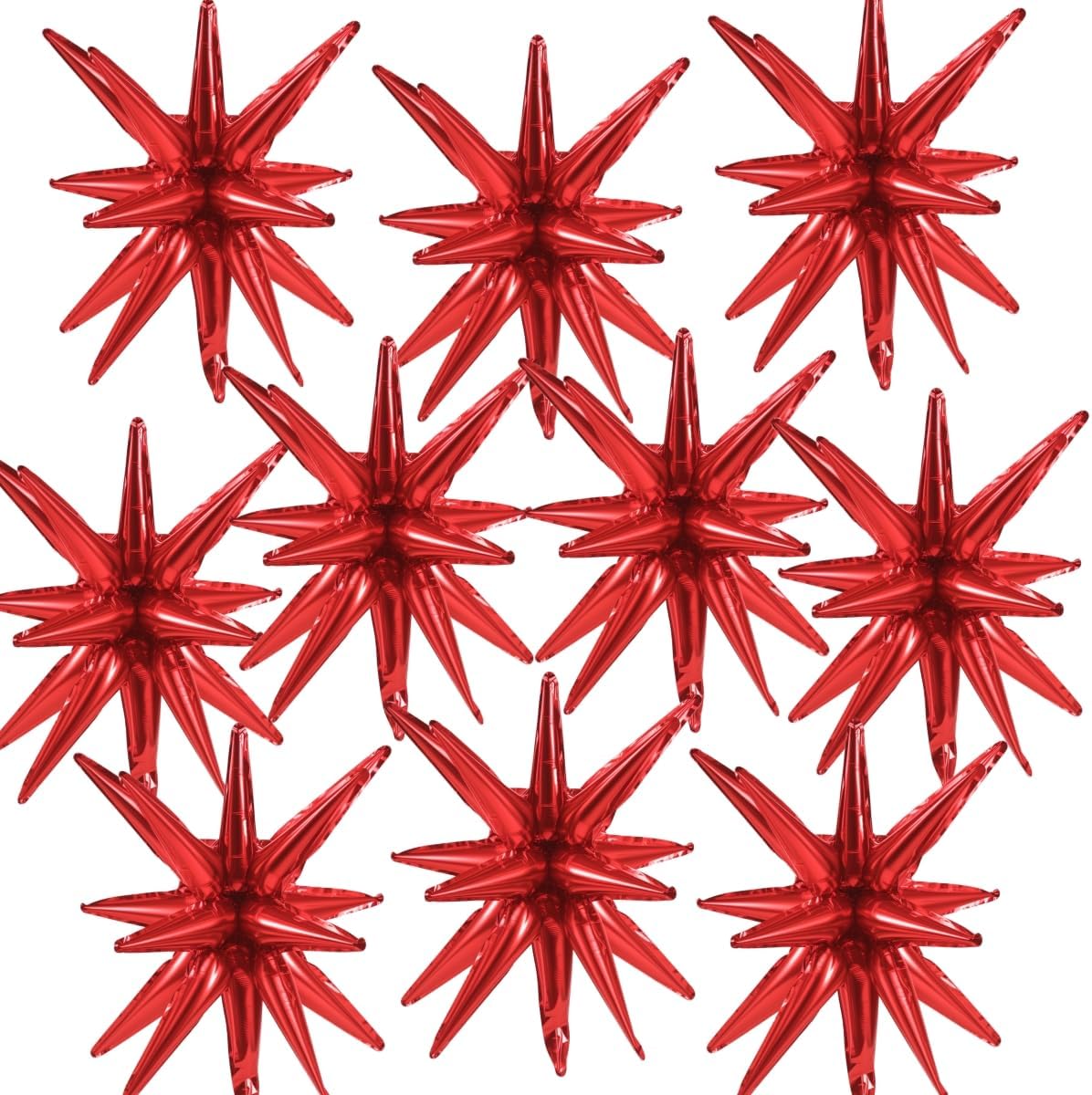 10 Pcs Red Starburst Balloons for Party Decorations