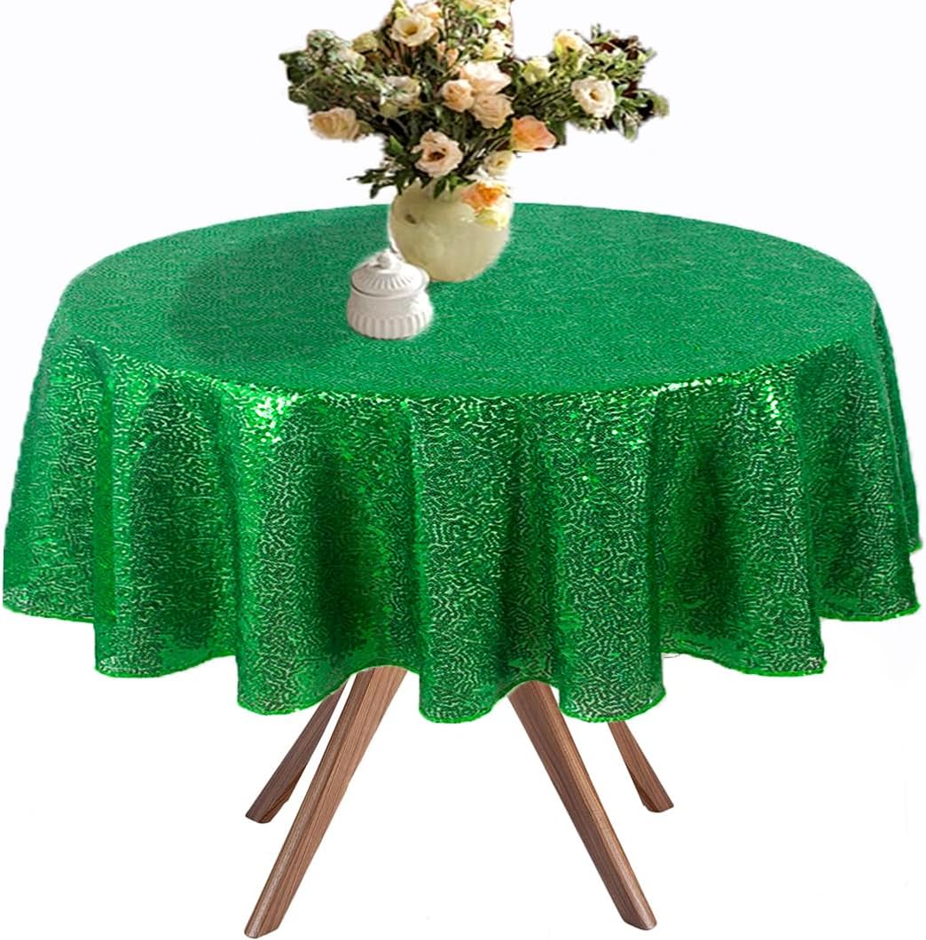Sparkly Green Sequin Round Tablecloth 50 Inches
