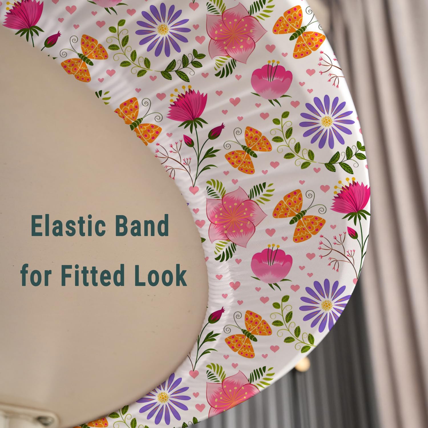 36 Inch Floral Round Tablecloth with Elastic