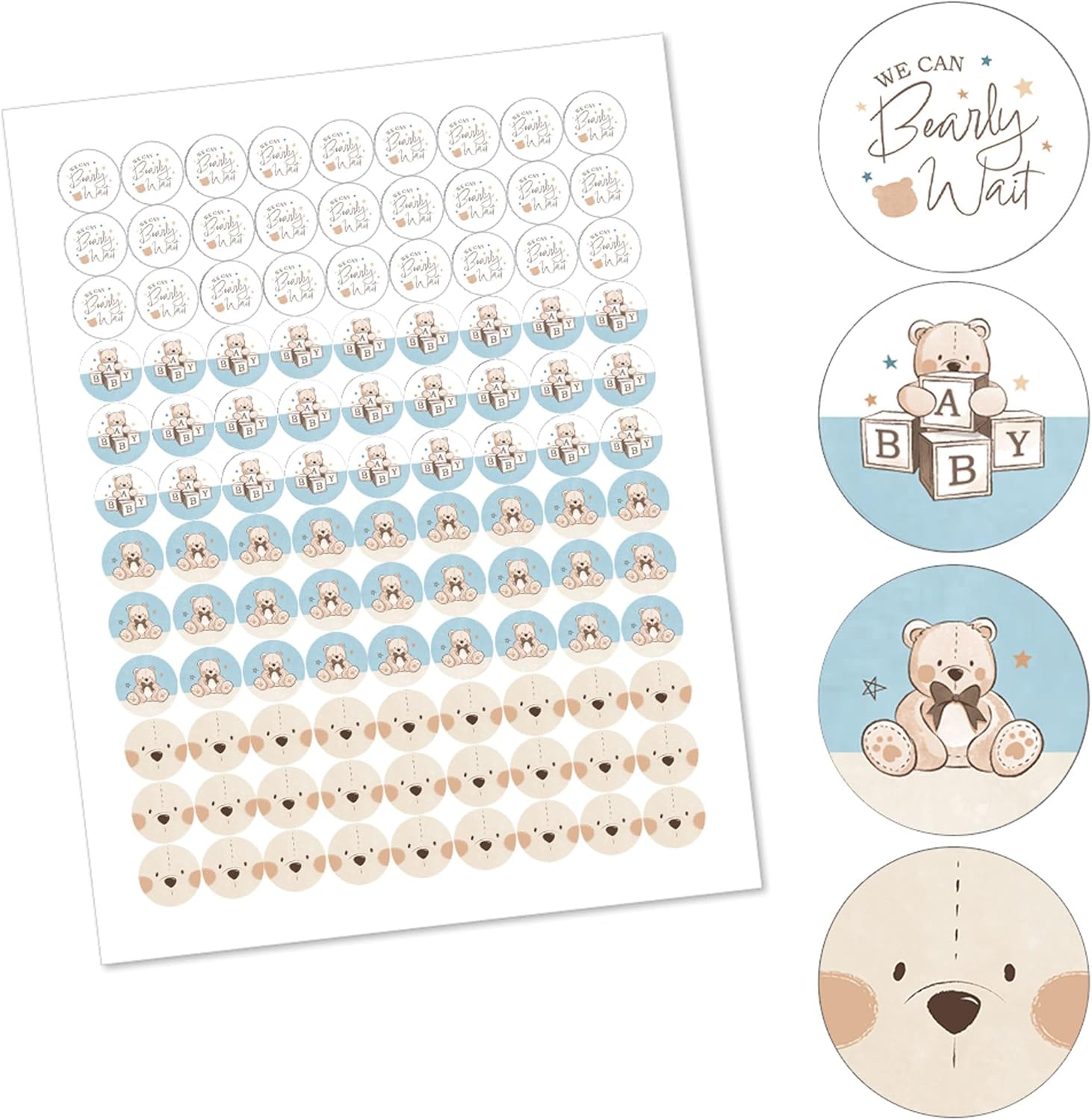 We Can Bearly Wait Teddy Bear Candy Sticker Favors