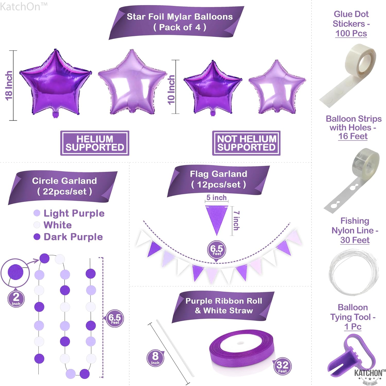 KatchOn Purple Graduation Decorations Class of 2025 - Pack of 134