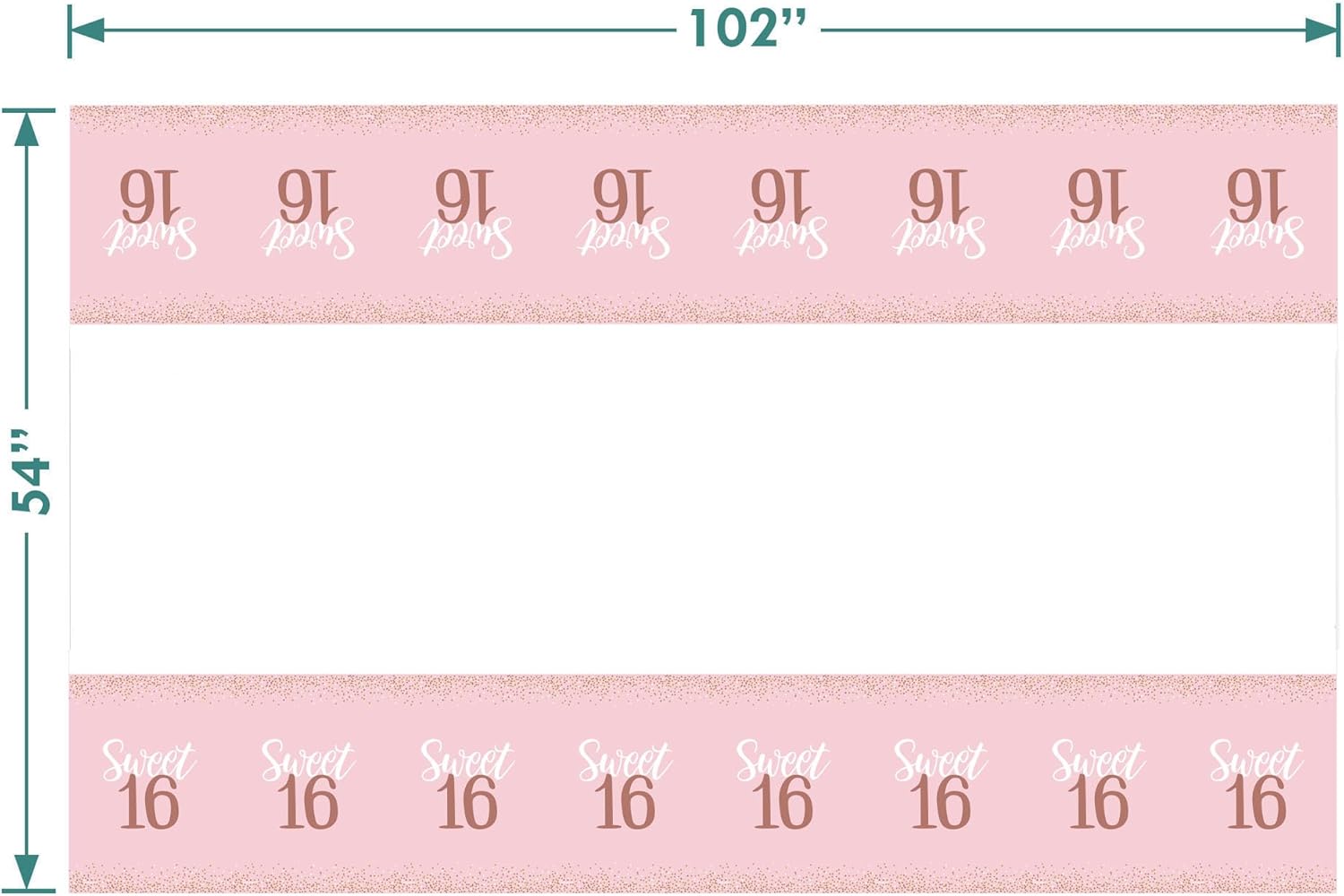 HOME HOOPLA Blush Pink 16th Birthday Table Cover 54x102