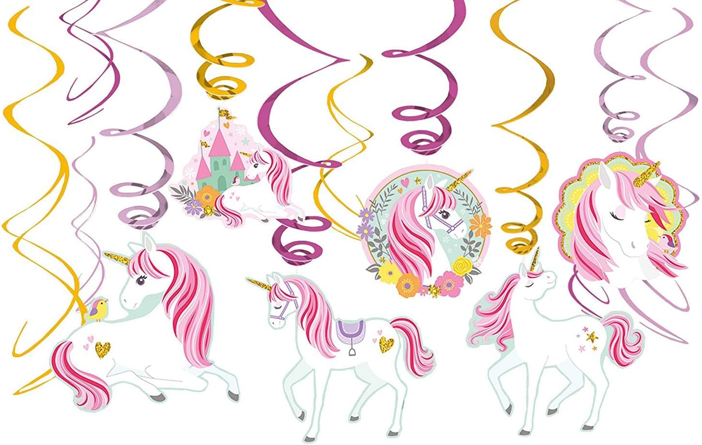 Magical Unicorn Foil Swirl Decorations Value Pack