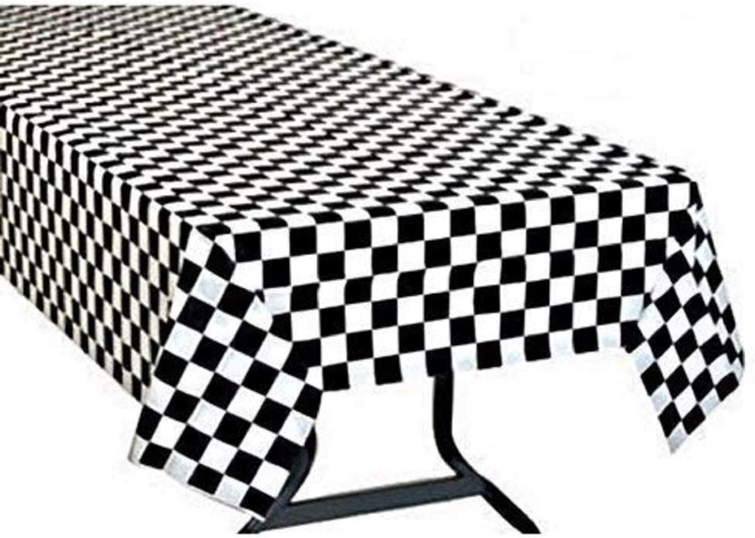 Oojami Pack of 6 Black White Checkered Table Cover
