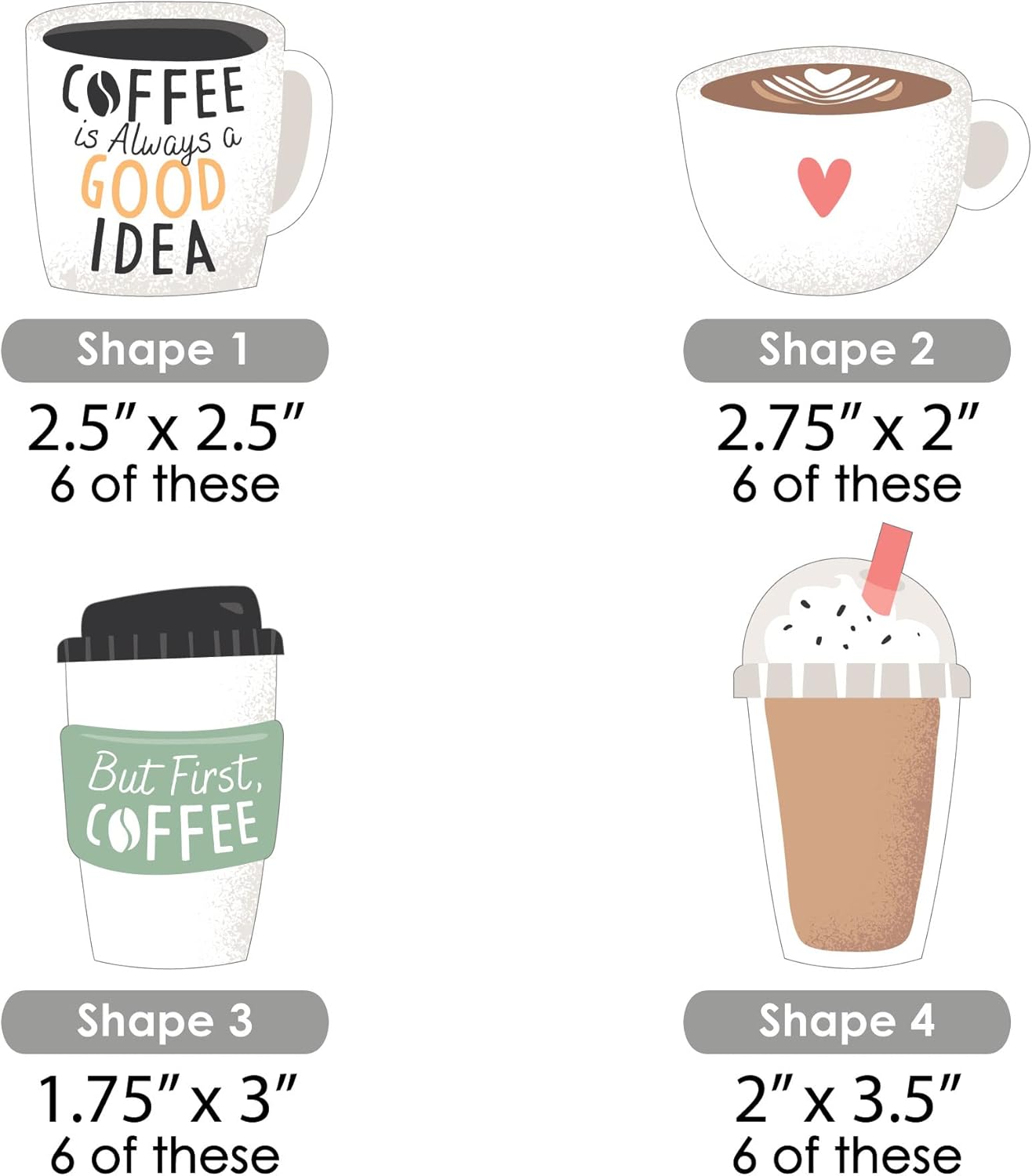 But First Coffee Shaped Cut Outs 24 Count