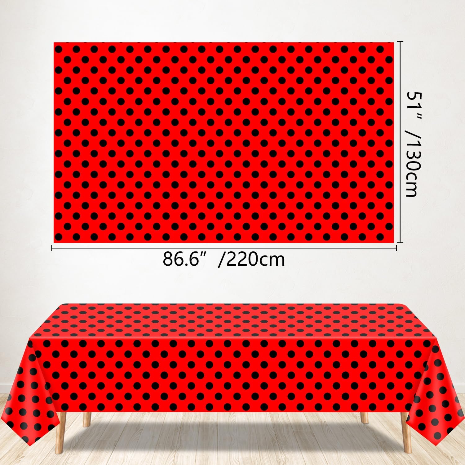 4 Pack Black and Red Polka Dot Ladybug Tablecloths