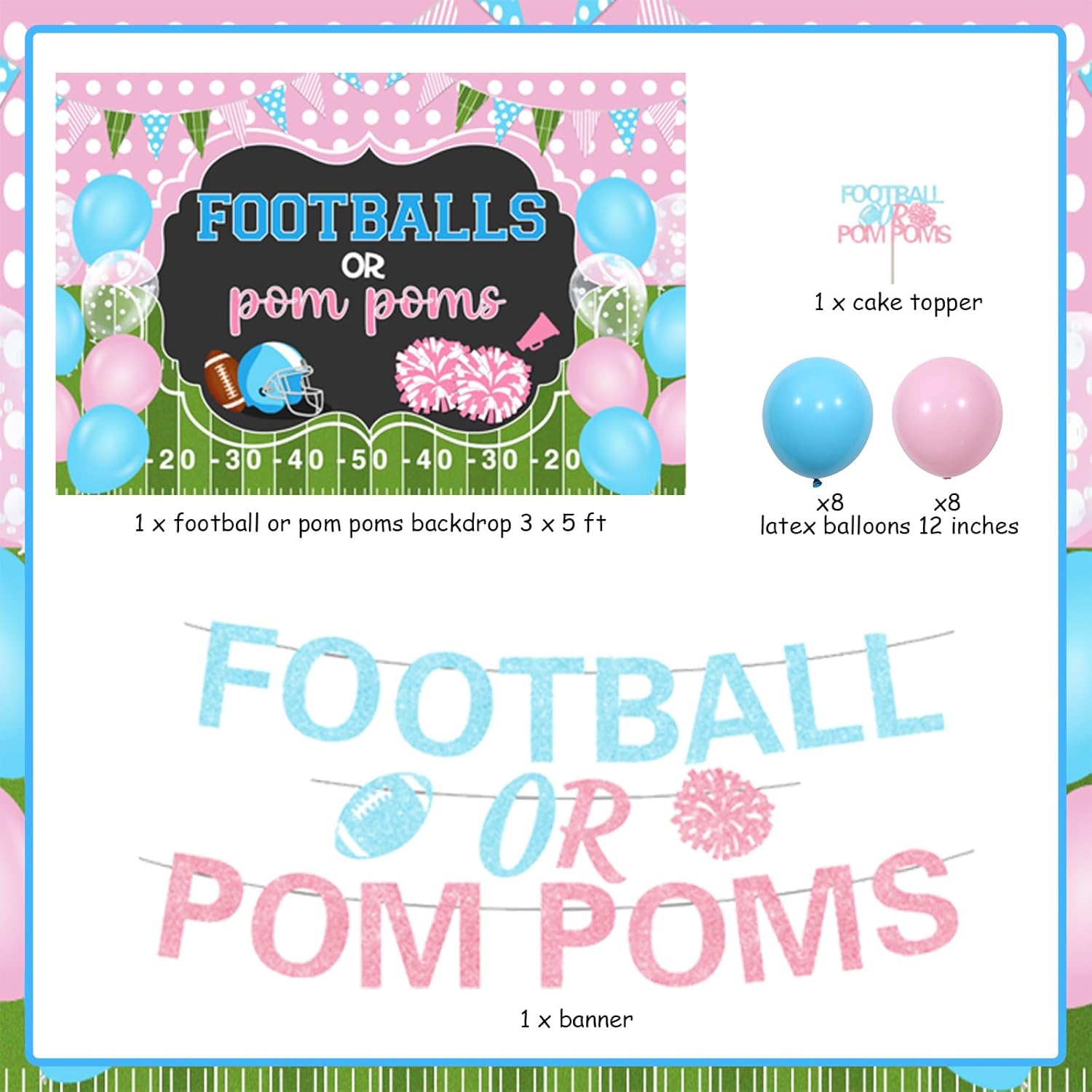Football Gender Reveal Decorations Set