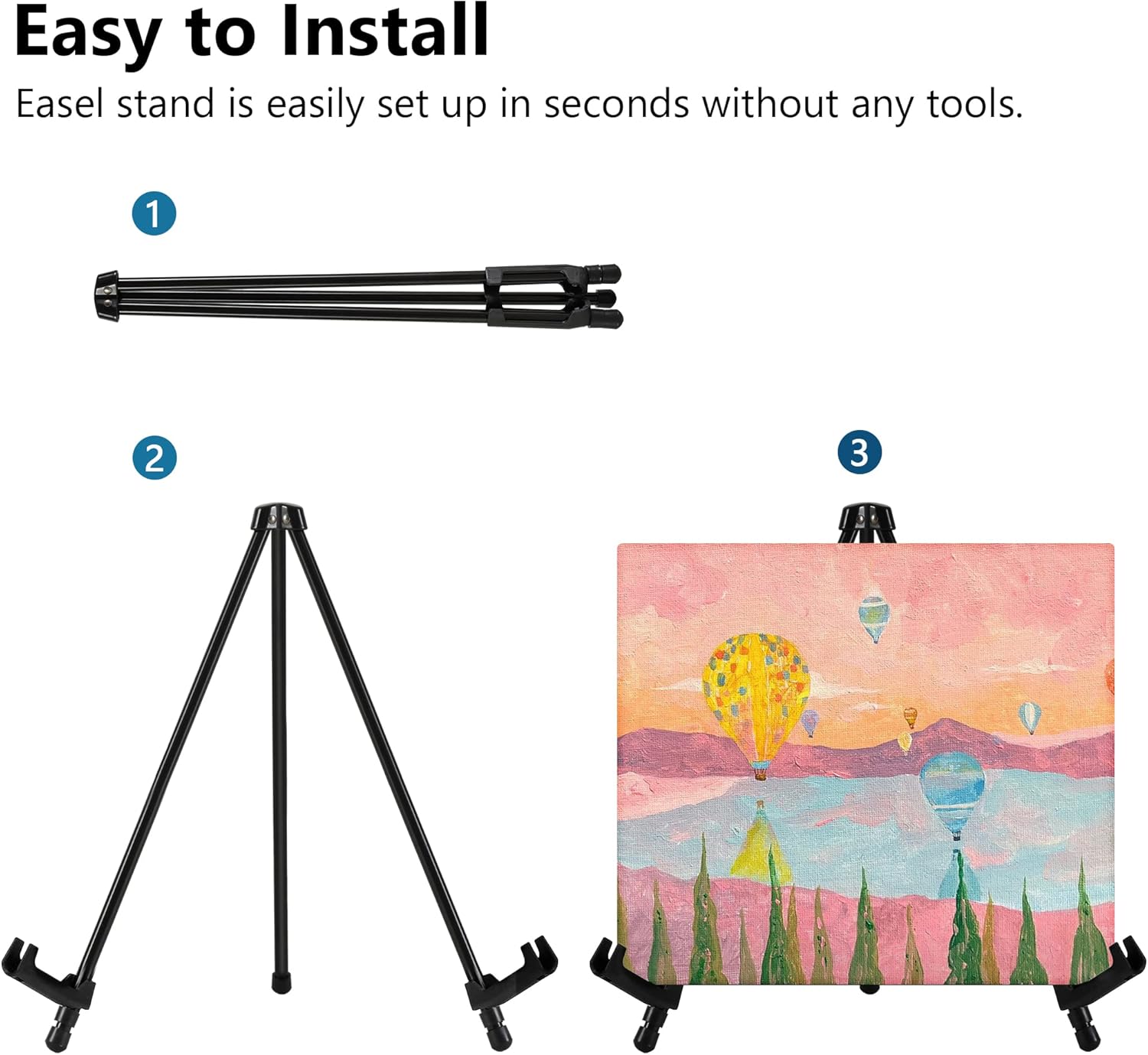 14 Inch Adjustable Tabletop Easel Stand - 6 Pack Black Steel