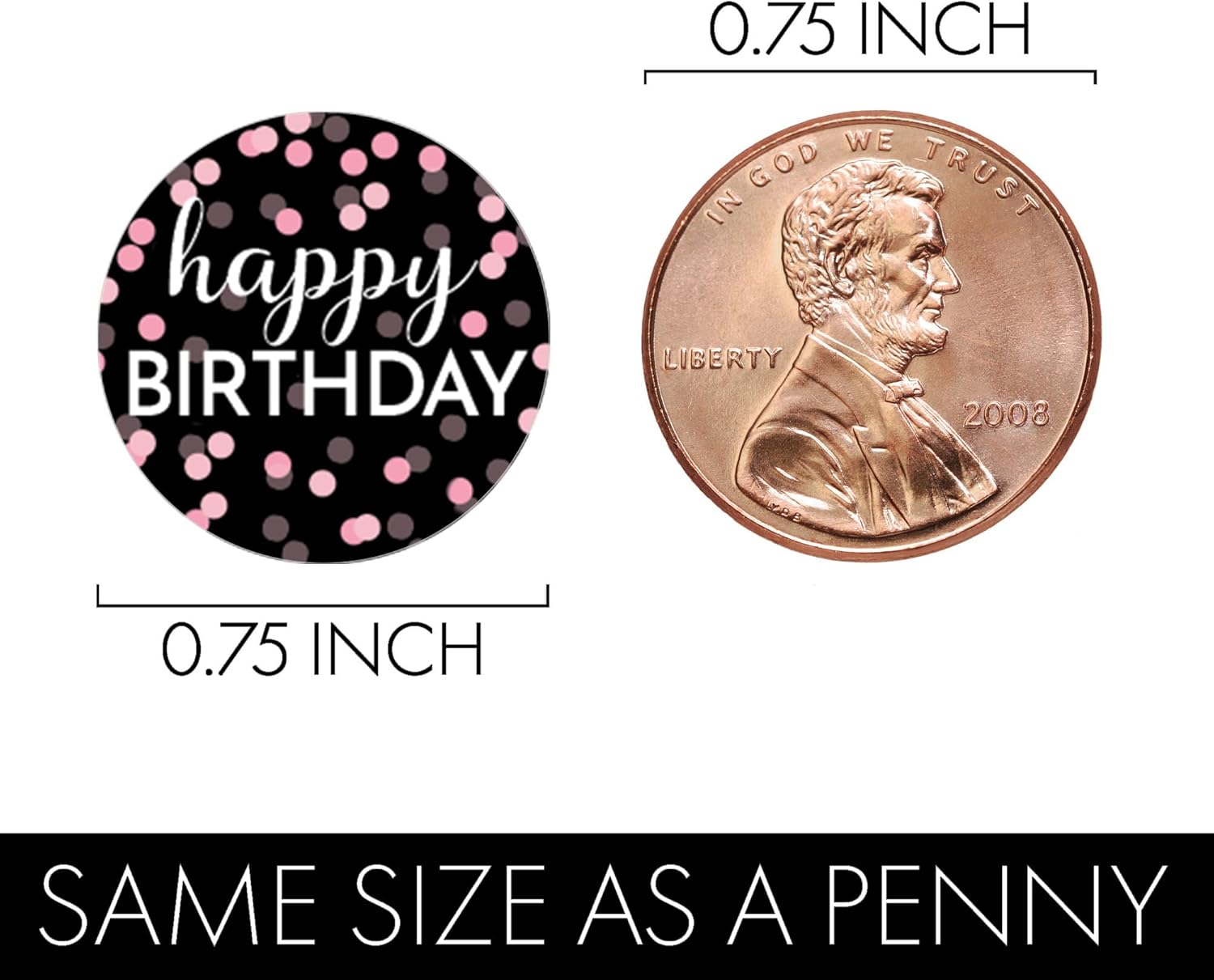 Pink Black White 21st Birthday Candy Stickers - 180 Count