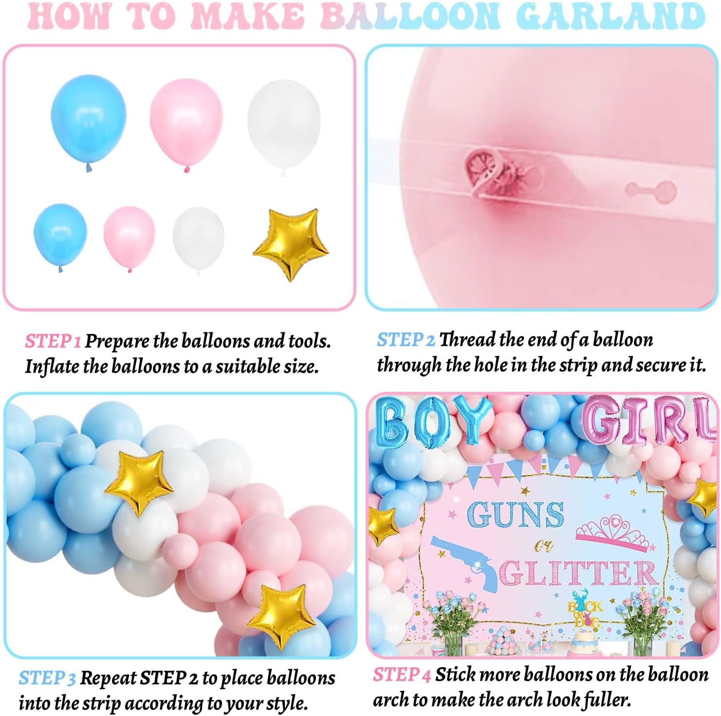 Guns Or Glitter Gender Reveal Decor Set 228 Pieces
