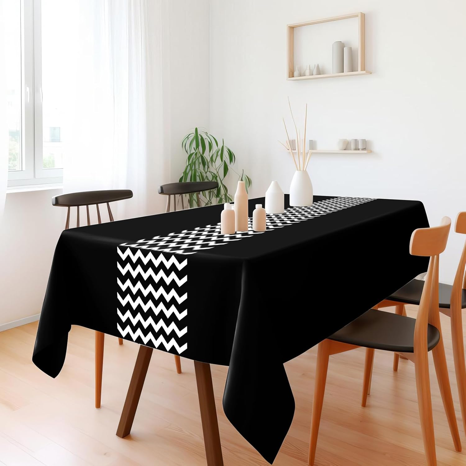 Irenare 3 Pcs Black and White Tablecloth for Events