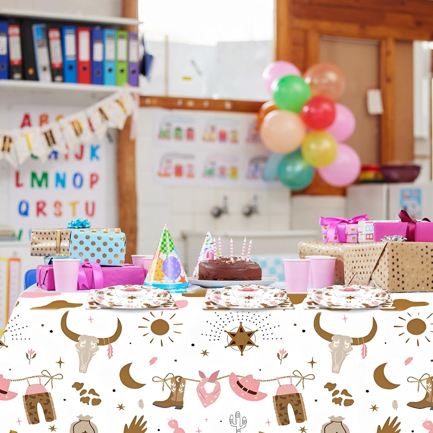 41Pcs Cowgirl Birthday Party Decorations Pink Set