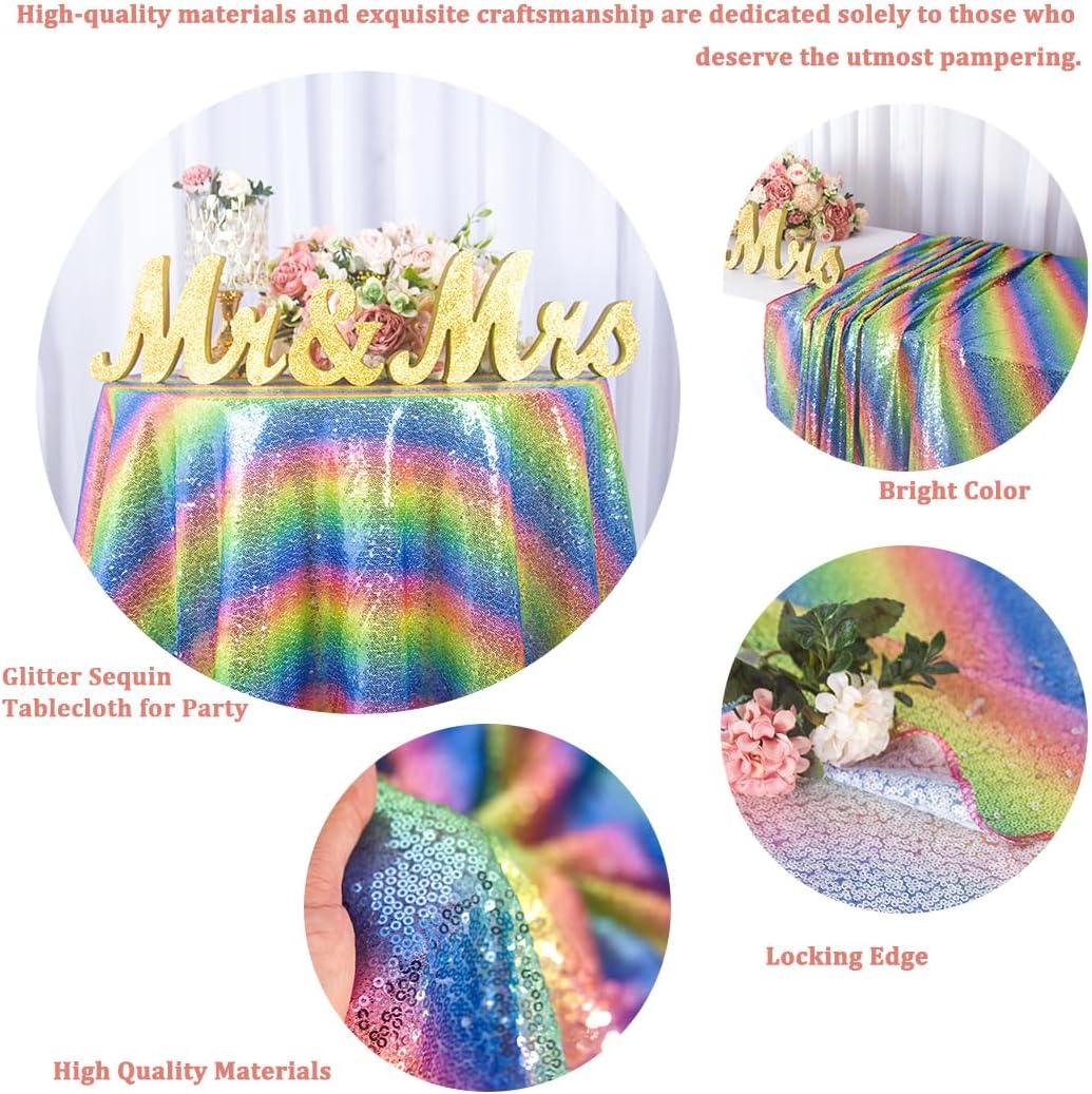 50 Inch Sequin Round Tablecloth for Parties