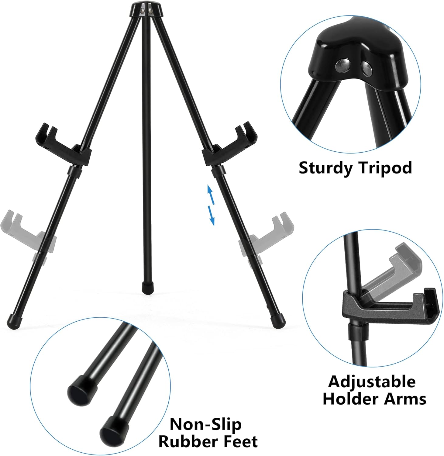 14 Inch Adjustable Tabletop Easel Stand - 6 Pack Black Steel