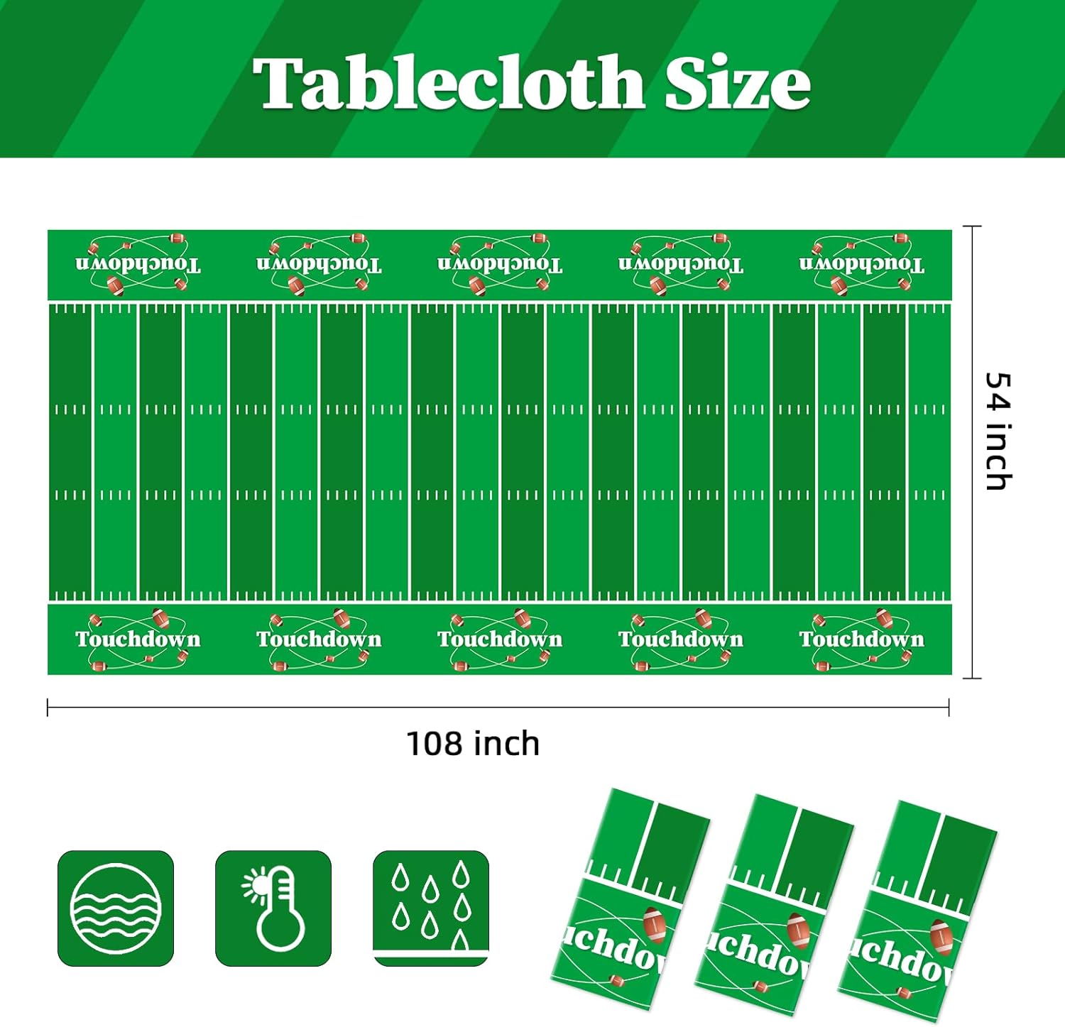 Childom Football Tablecloth 3 Pack 54x108 Inches