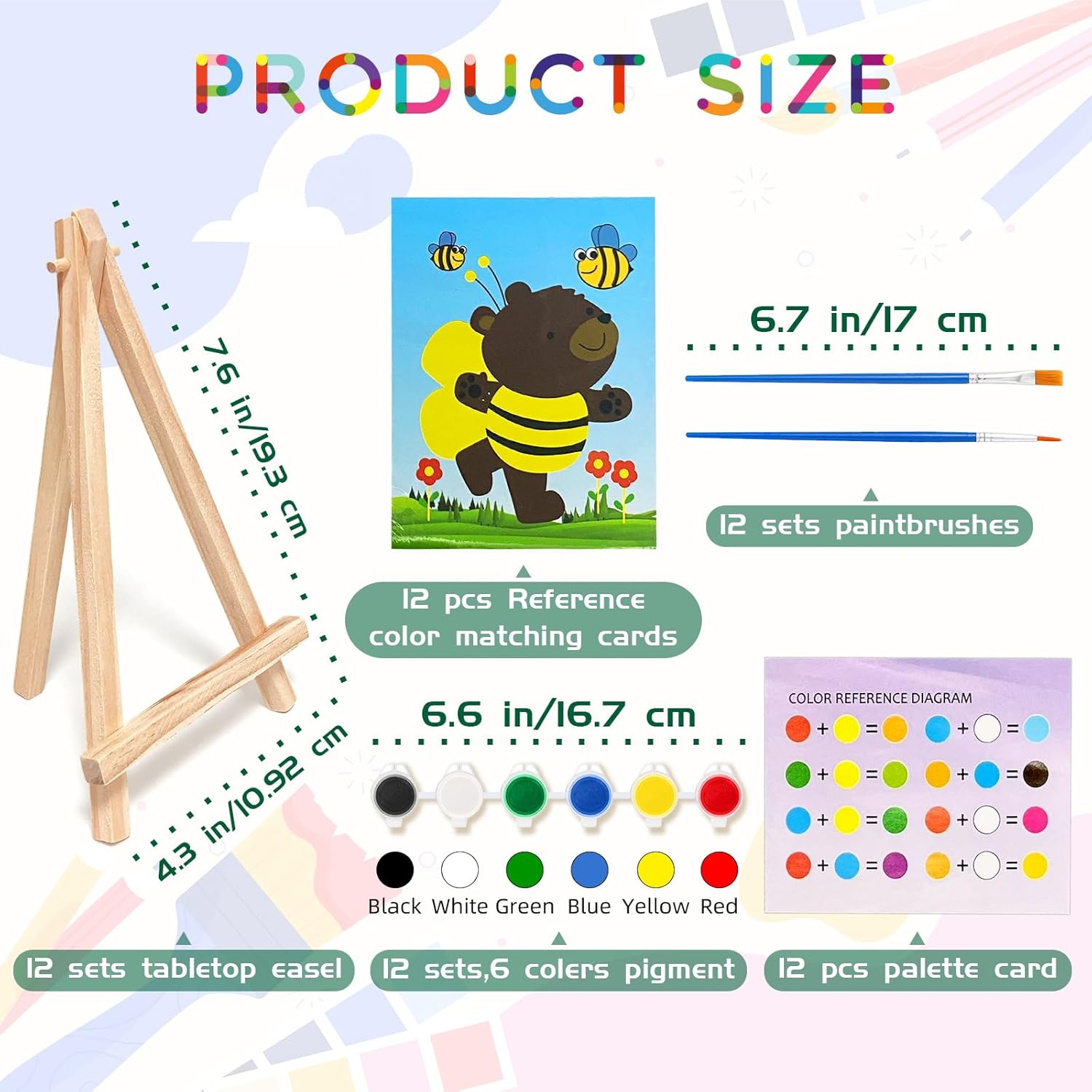 12 Sets Printed Canvas Paint Art Easel Set for Kids and Adults
