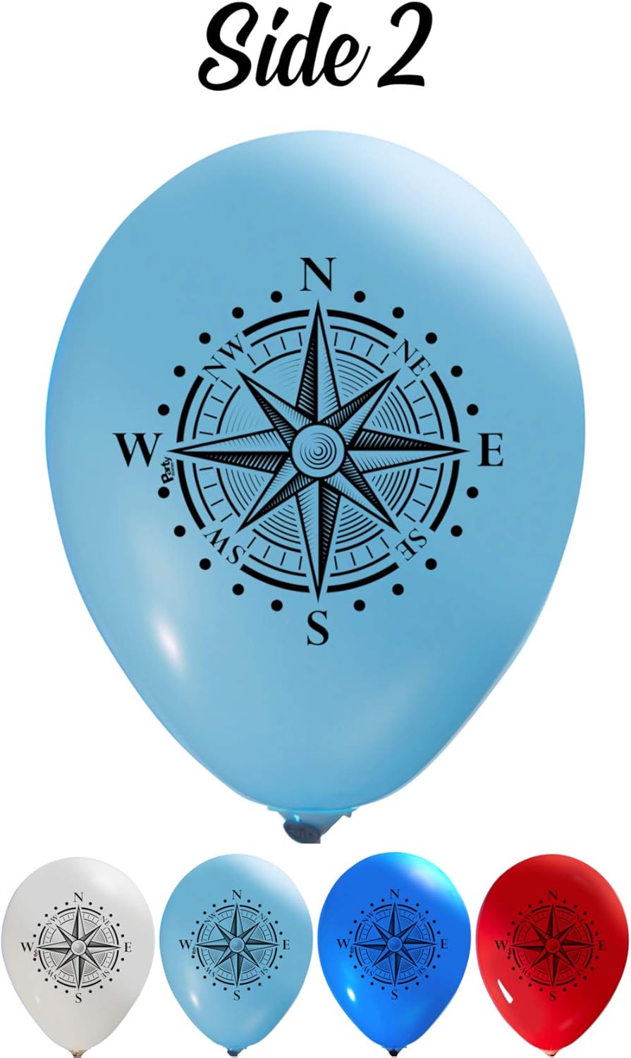 Anchor and Compass Balloons 12 Inch 16 Pieces