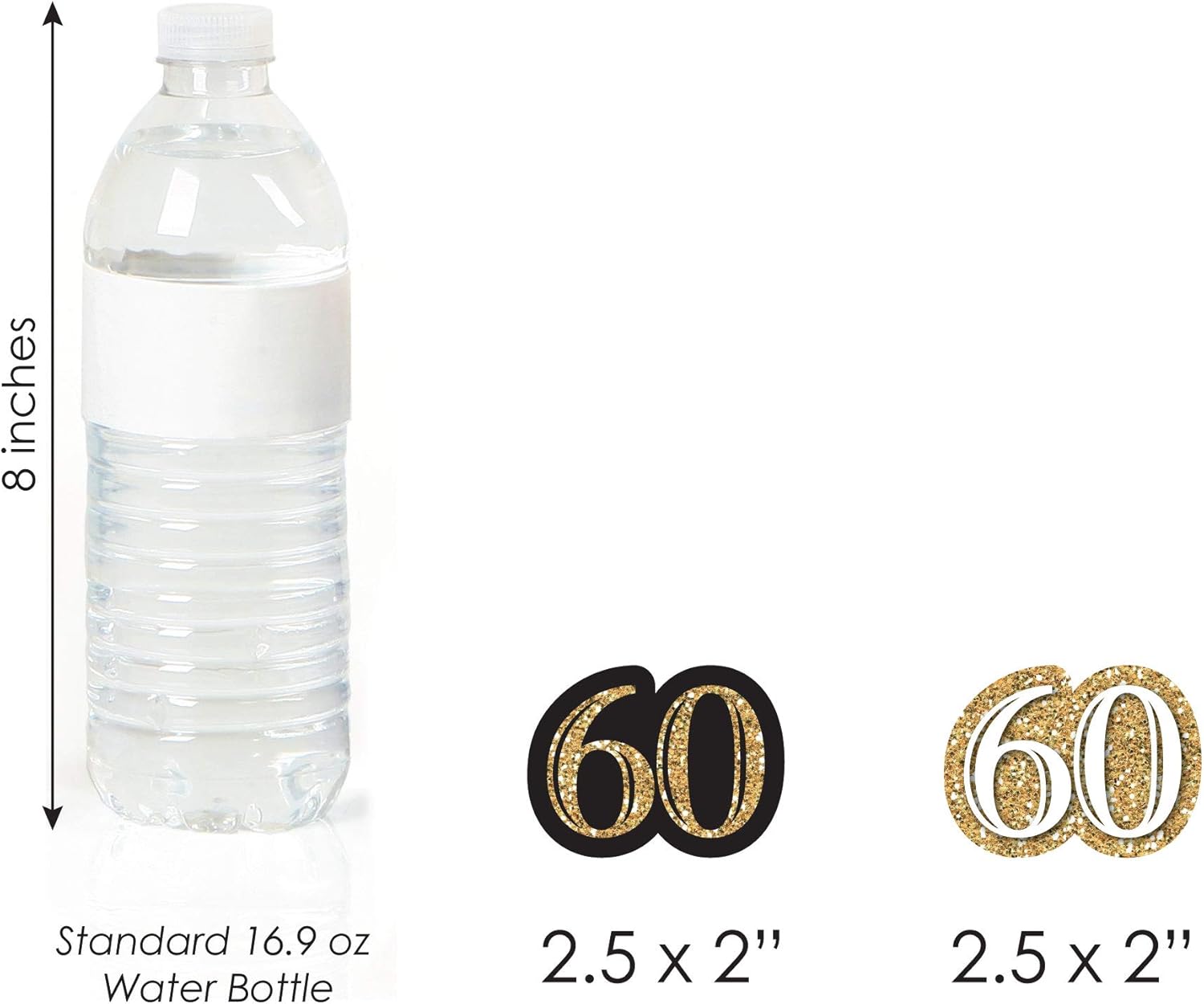 Big Dot of Happiness 60th Birthday Cut Outs - Gold - 24 Count