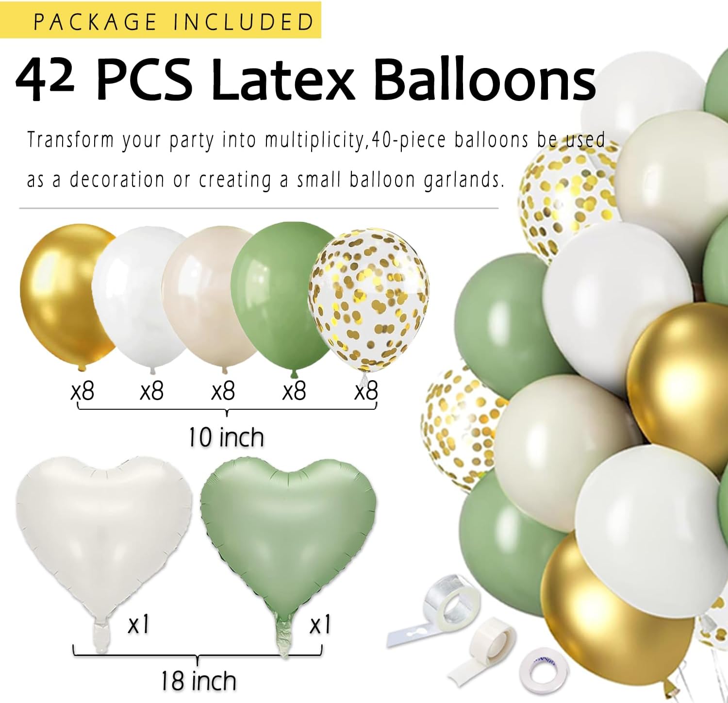 Sage Green Gold Birthday Decor Kit for Parties