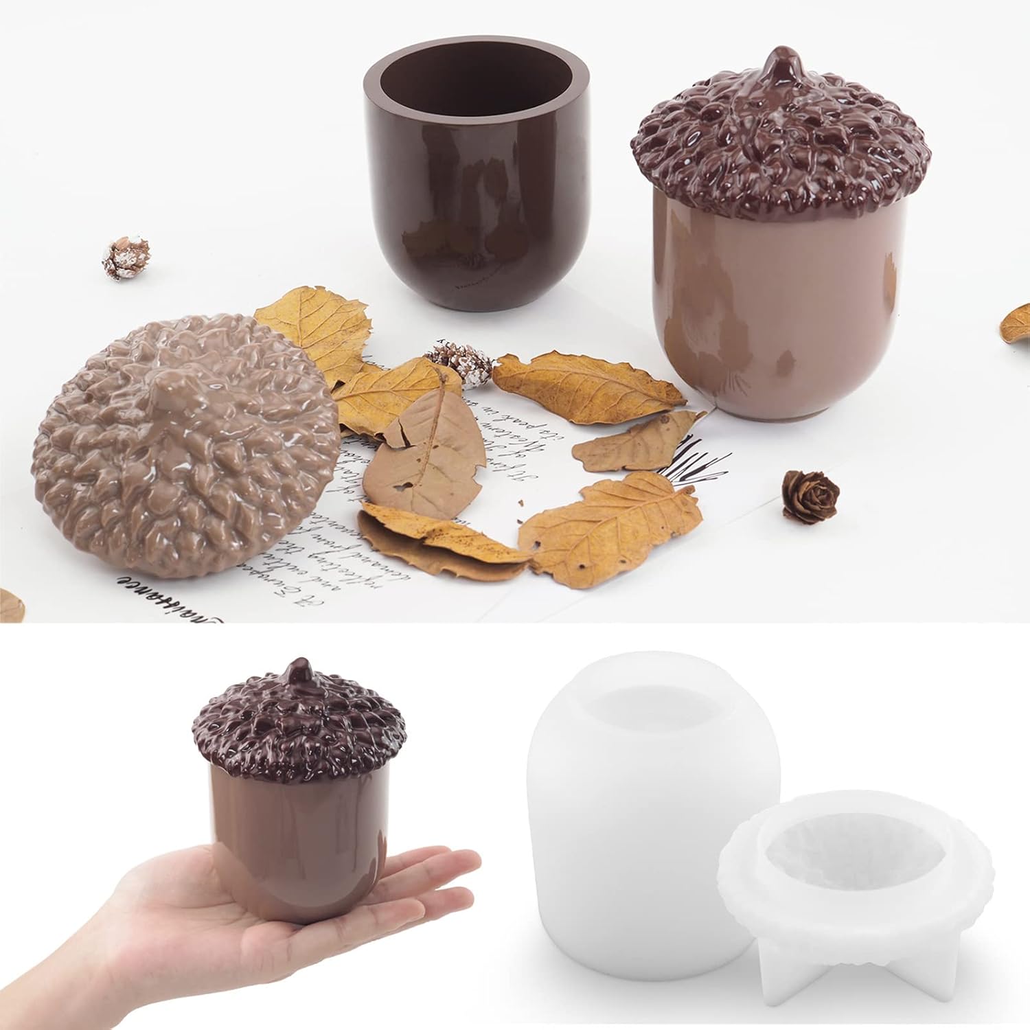 2pcs Set Pinecone Resin Molds with Lids