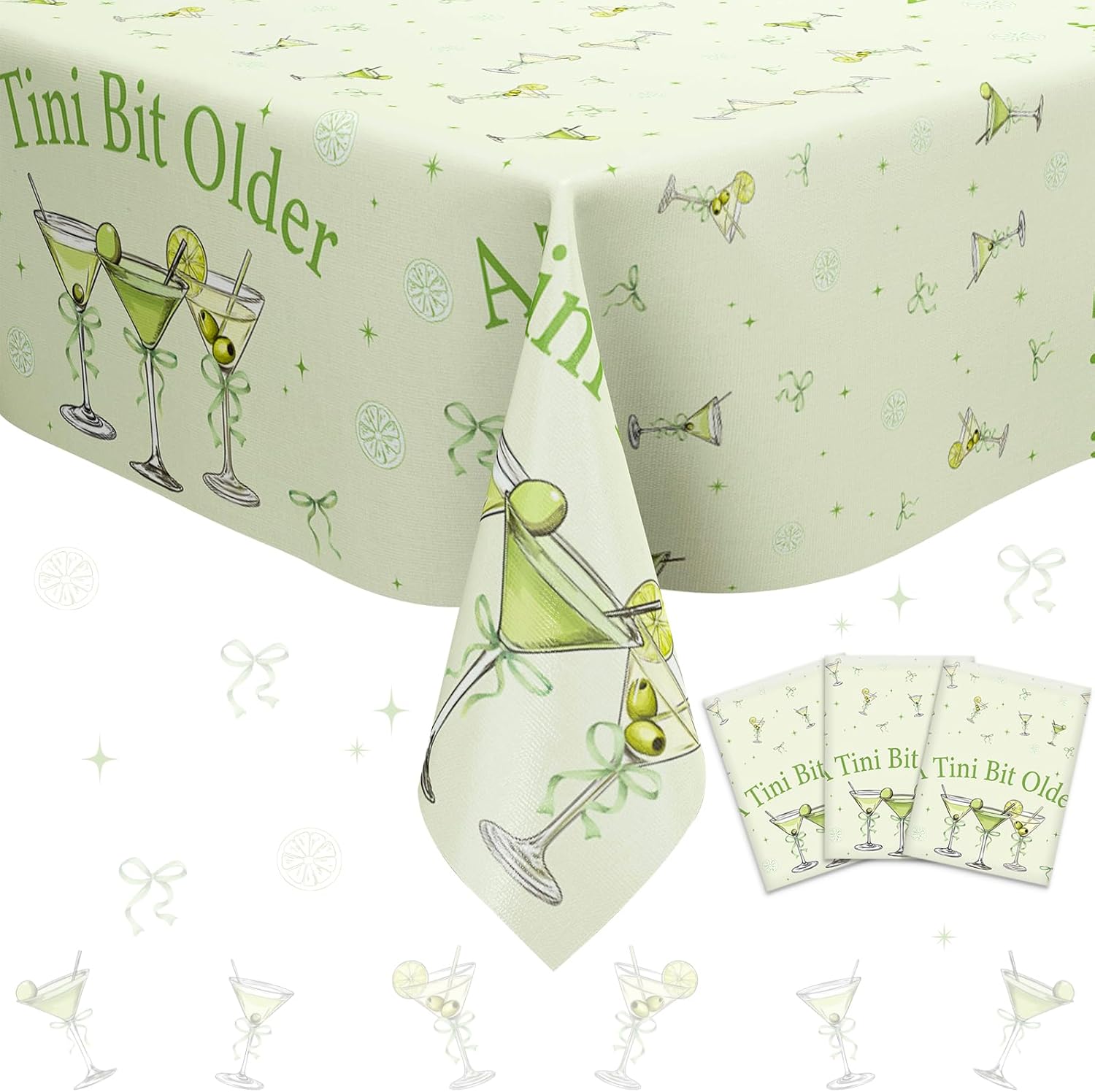 Kreatwow 3Pcs Martini Birthday Tablecloth 898 X 426 ft