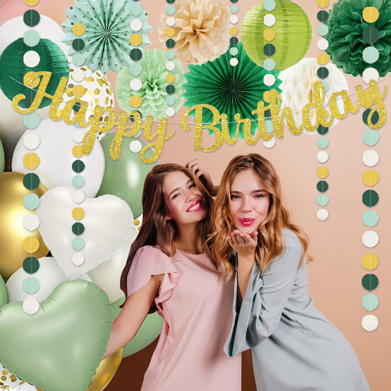 Sage Green Gold Birthday Decor Kit for Parties