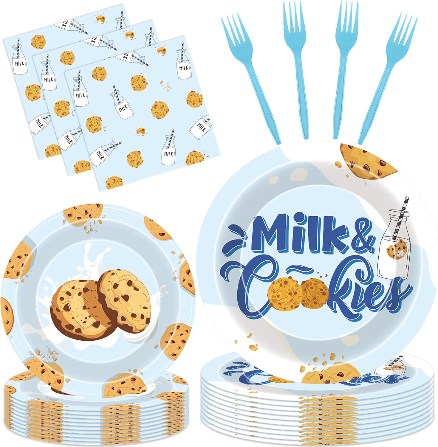 Milk Cookies Party Supplies 96 Pcs Birthday Decor Set