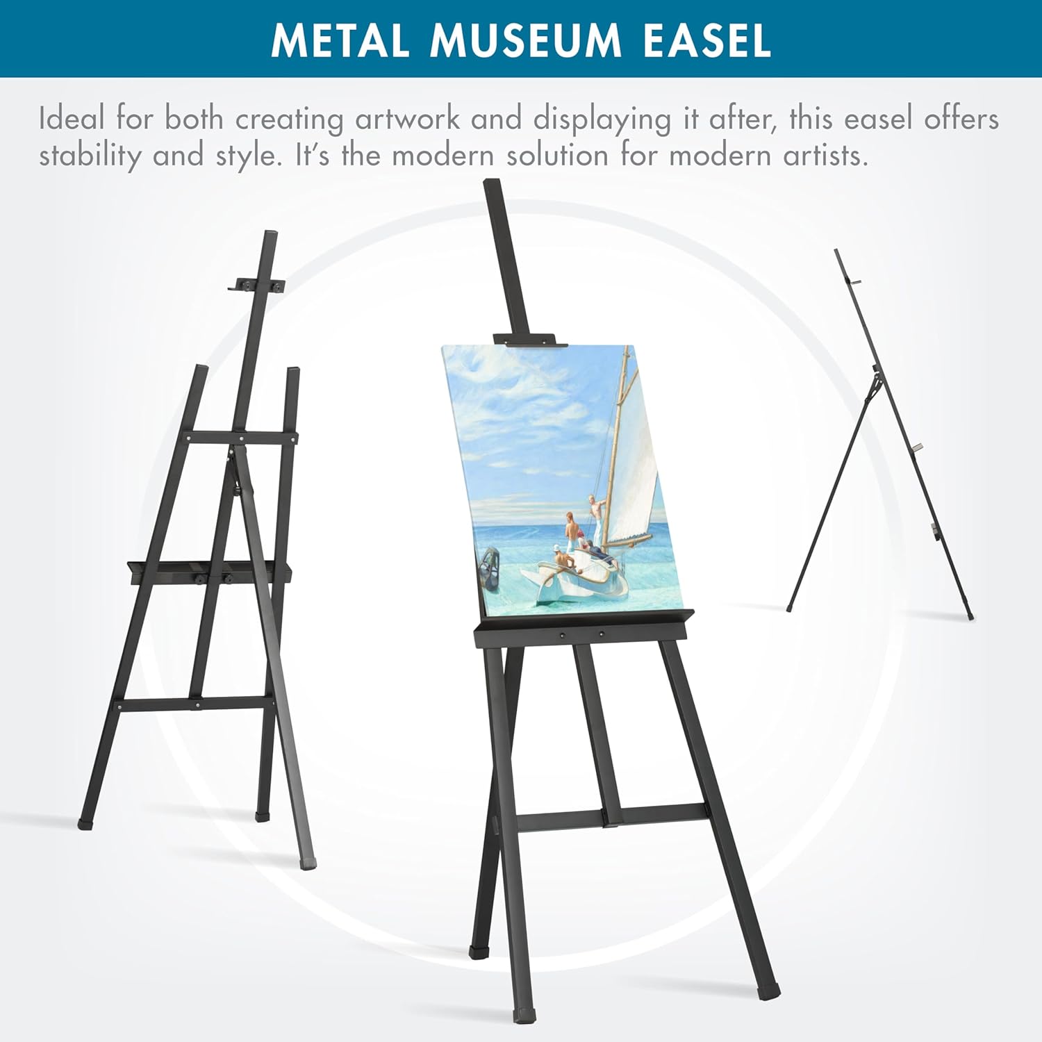 Heavy Duty Steel Museum Display and Art Lyre Easel 68 H Black