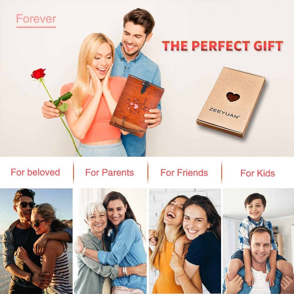 ZEEYUAN 80 Page Wooden Photo Album Scrapbook DIY