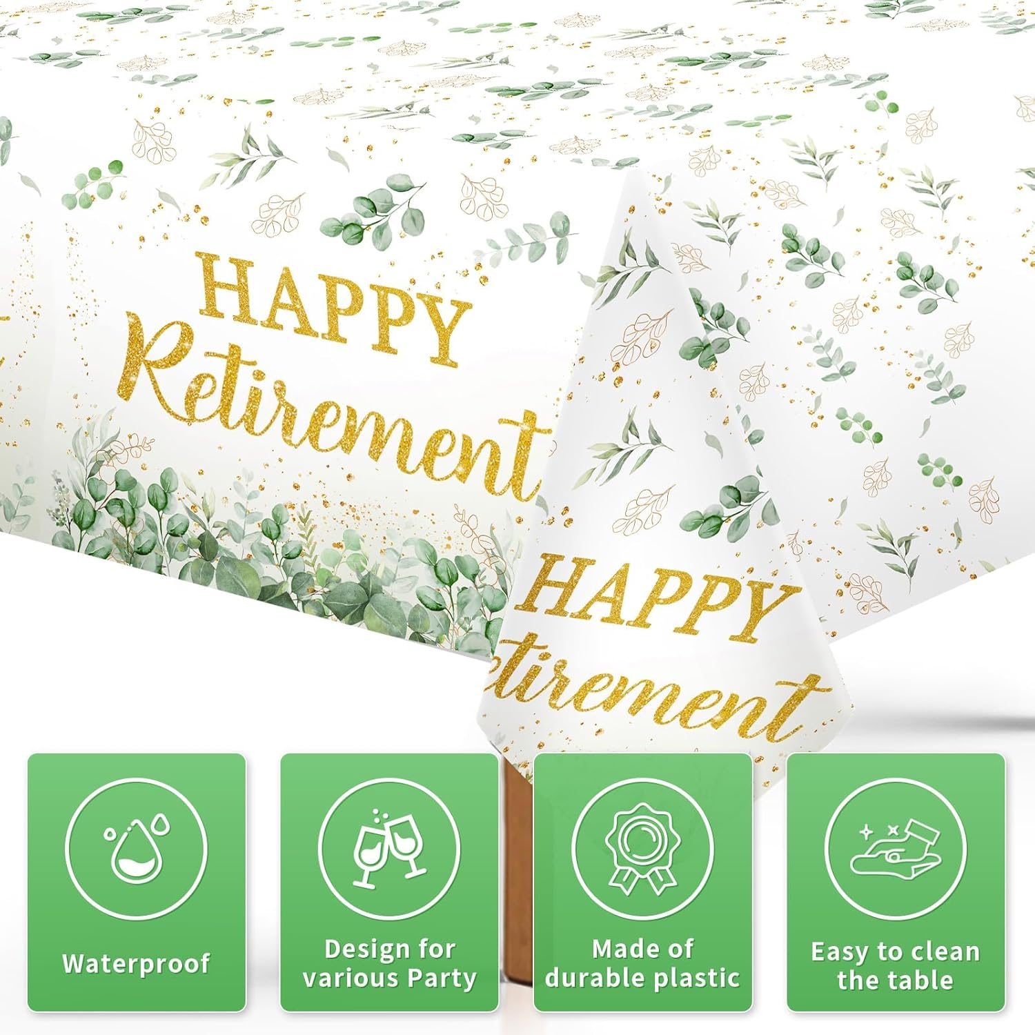 3Pcs Sage Green Retirement Tablecloths 54x107 Inches