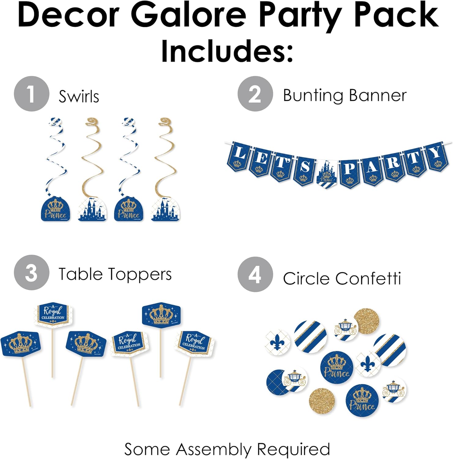 Royal Prince Charming Decor Galore Party Pack 51 Pieces