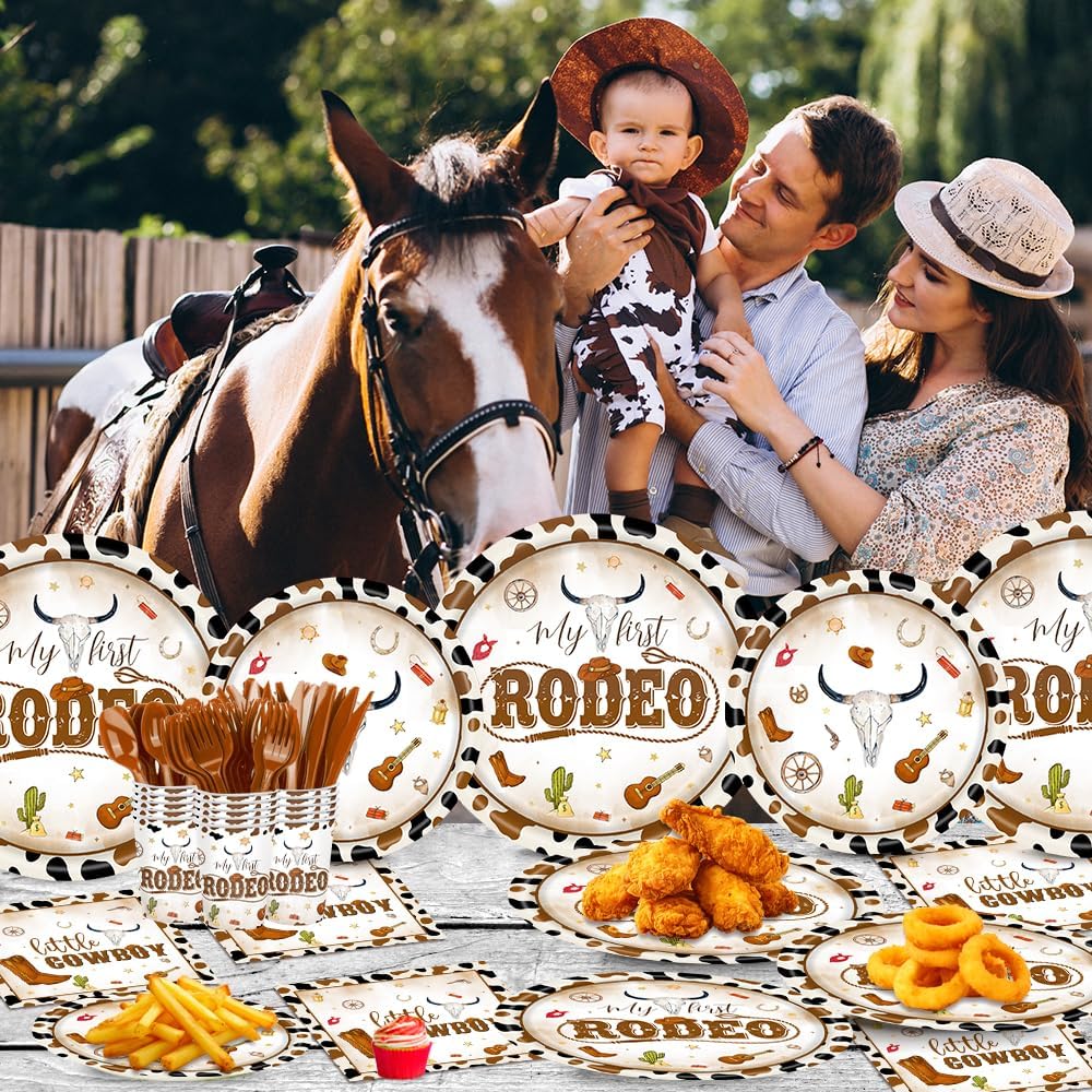 140 Pcs Western Cowboy Tableware Rodeo Birthday Party Decorations