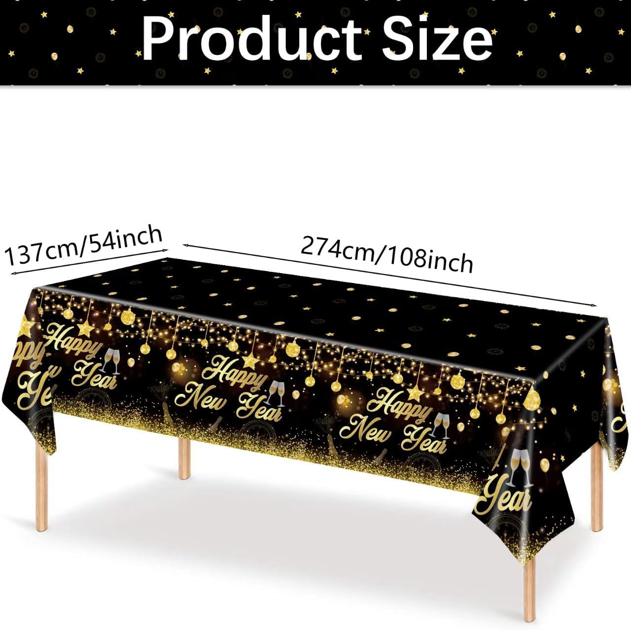MiniRed Happy New Year Plastic Table Cover 108x54