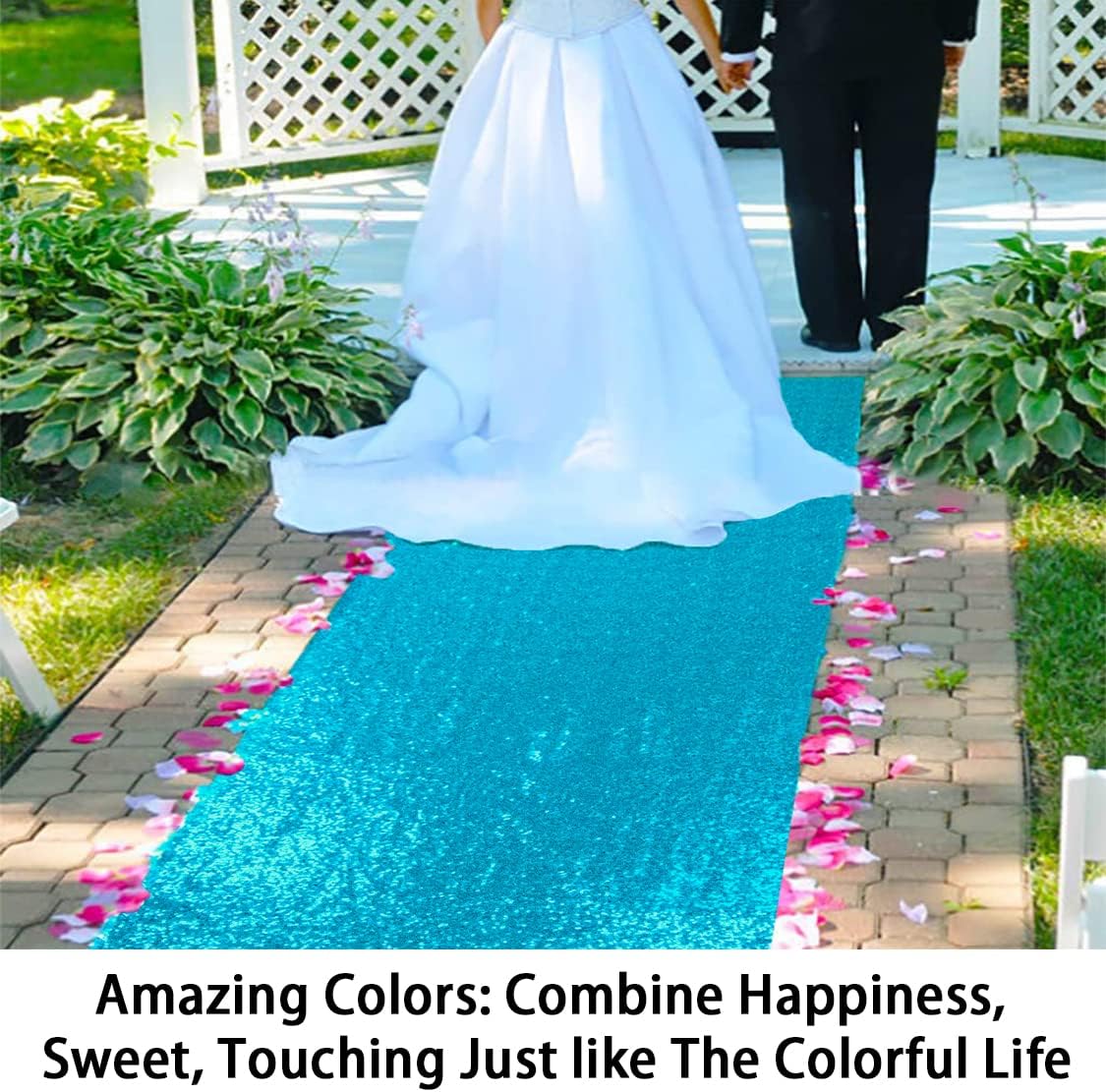 ShinyBeauty Sequin Aisle Runner 2Ft x 15Ft Turquoise
