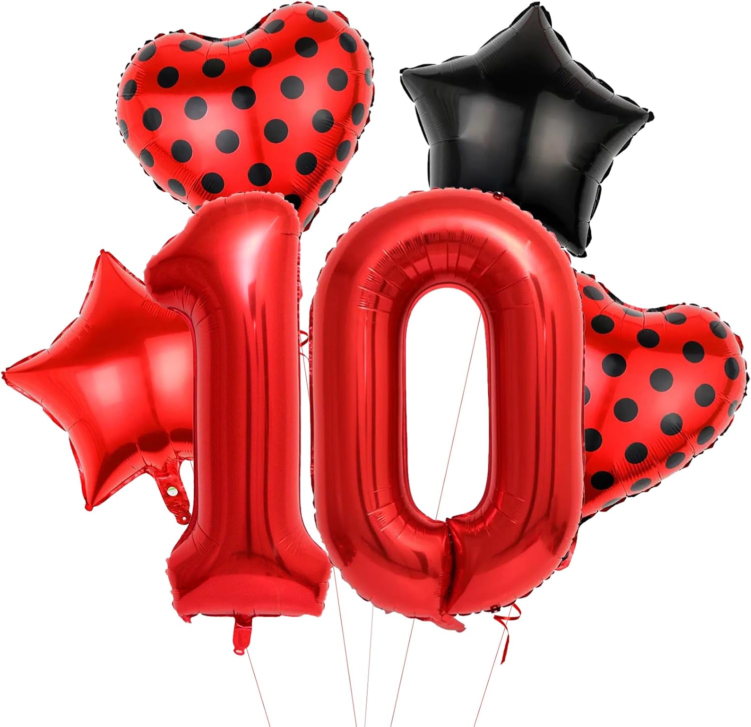 Red 10 Balloon Set for Birthday Party Decorations