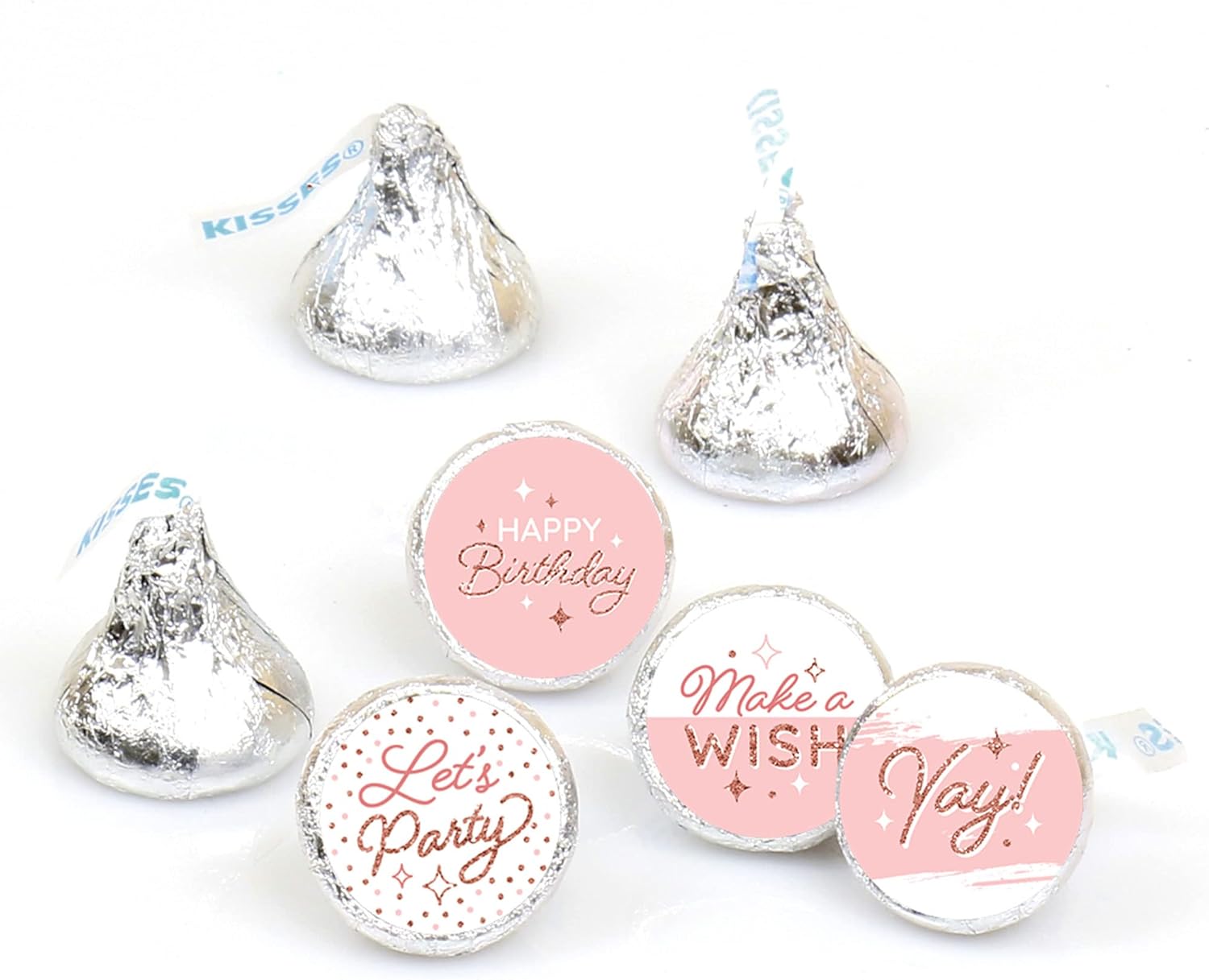 Pink Rose Gold Birthday Candy Sticker Favors 108 per Sheet