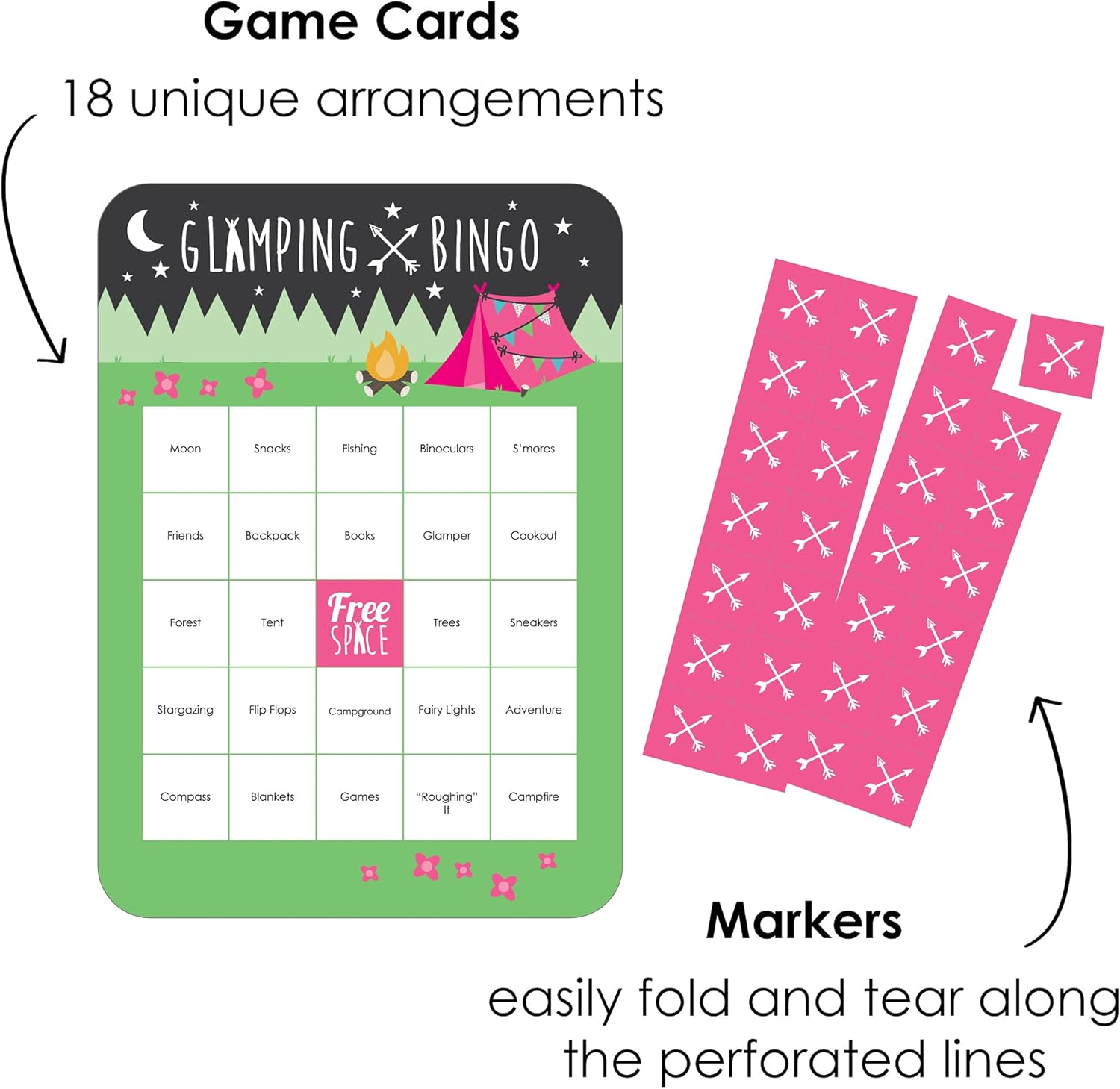 Big Dot of Happiness Lets Go Glamping Bingo Set of 18