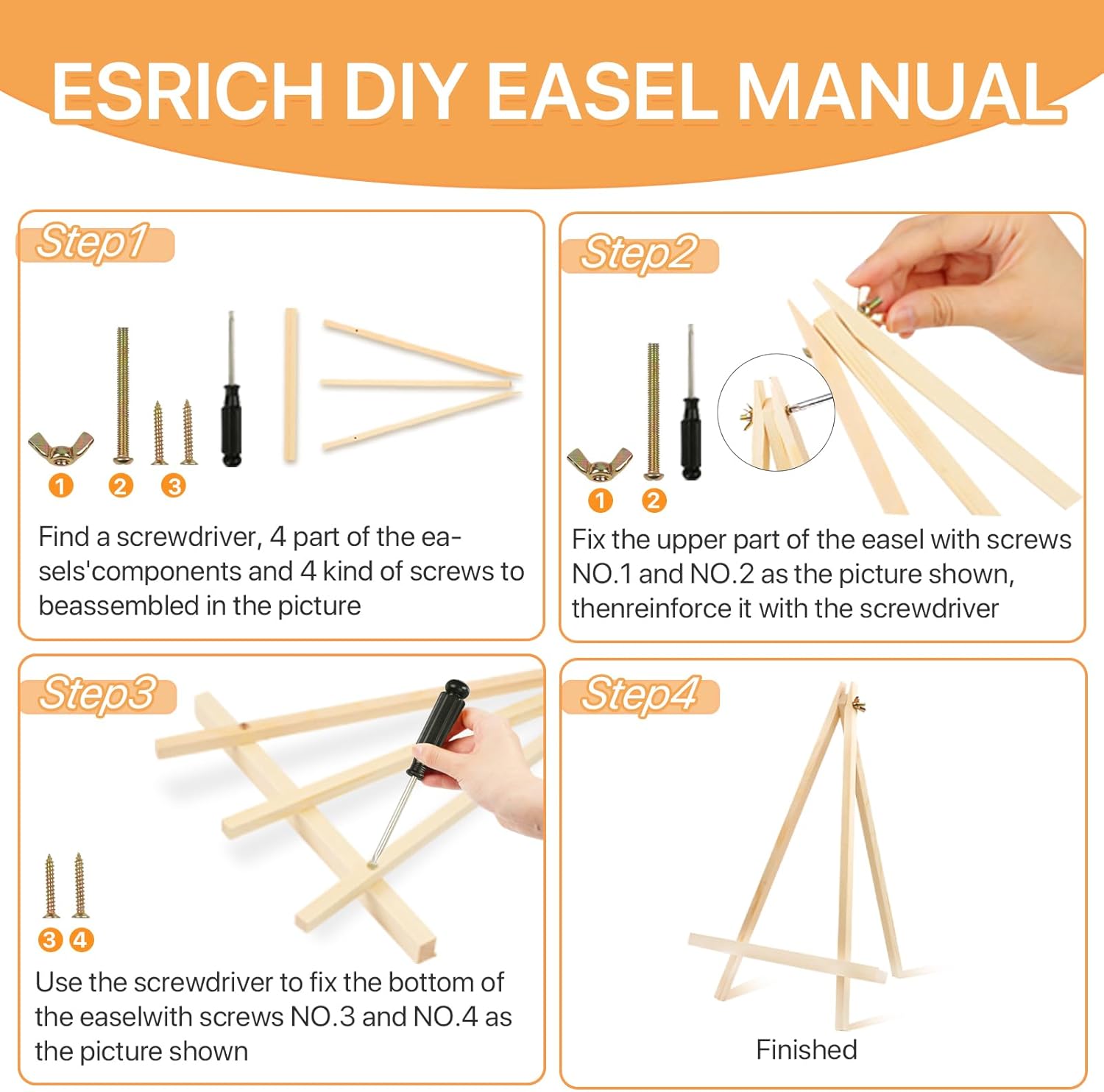 3 Pack 14 Inch Wood Easels for Painting and Display