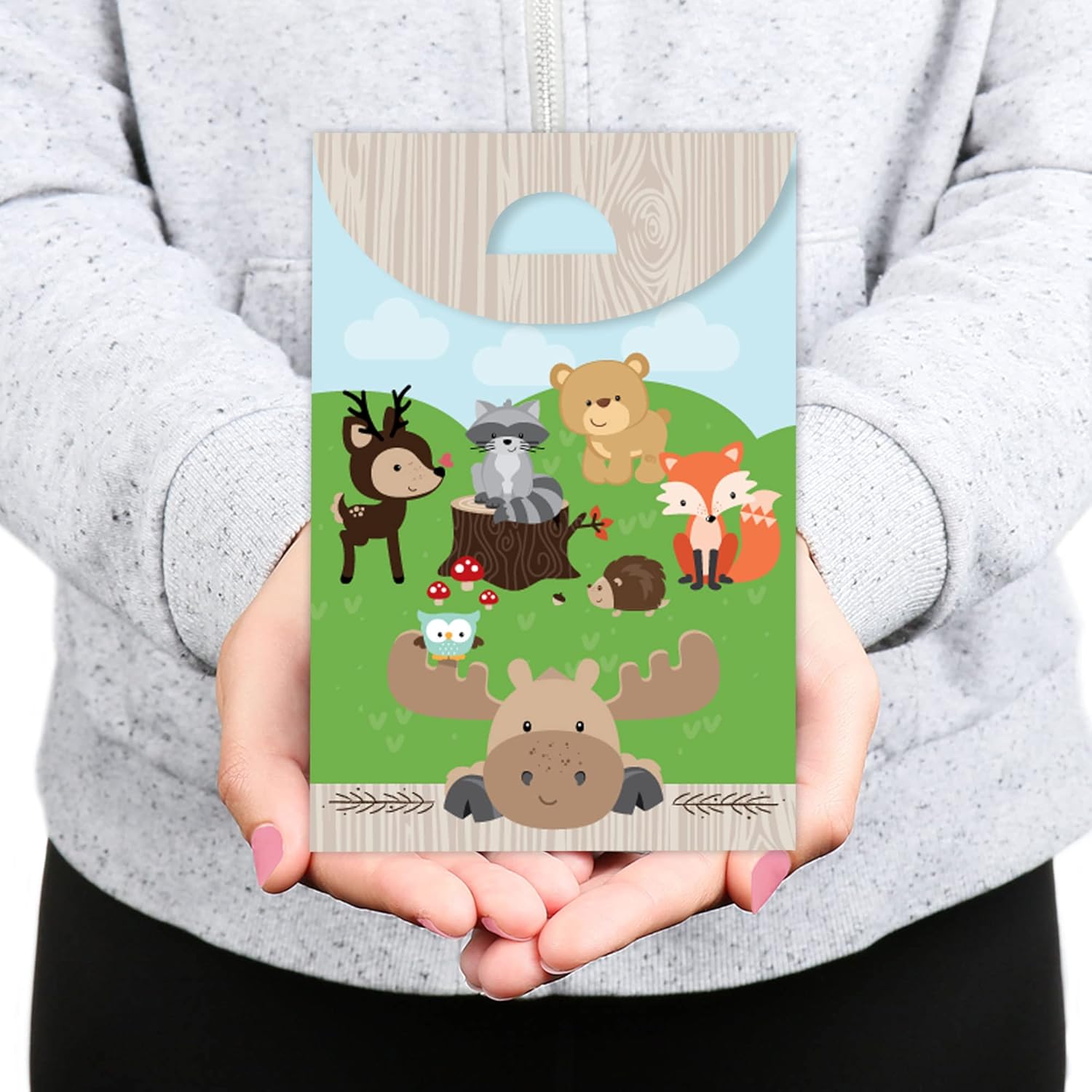 Big Dot of Happiness Woodland Creatures Party Favor Bags Set of 12