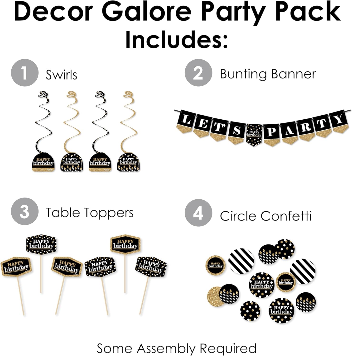 Big Dot of Happiness Adult Happy Birthday - Gold Party Pack