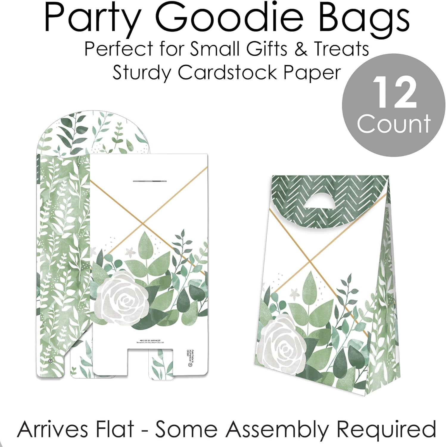 Boho Botanical Greenery Gift Favor Bag Set of 12