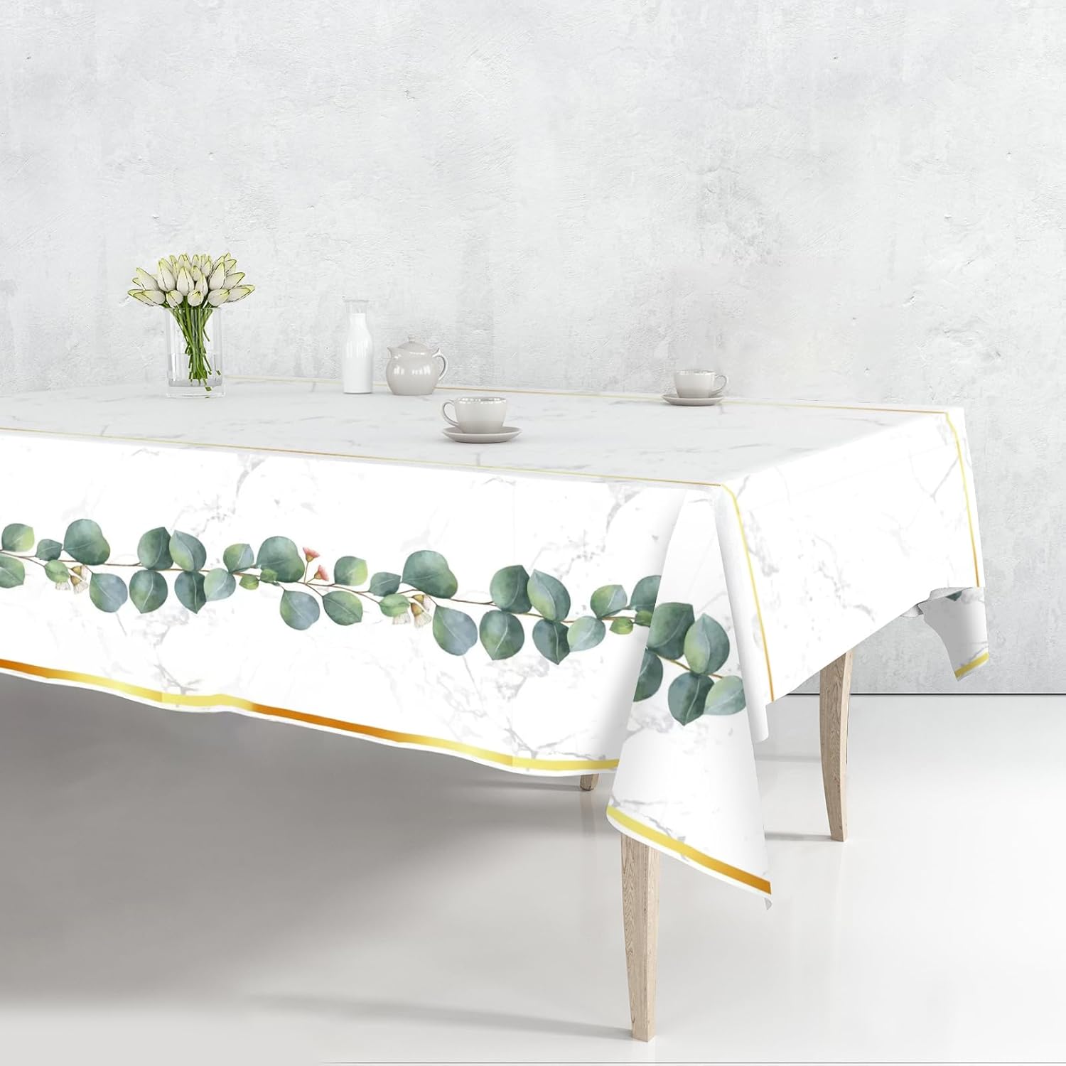Hapray 4 Pack Eucalyptus Jungle Tablecloths for Rectangle Tables 54x108